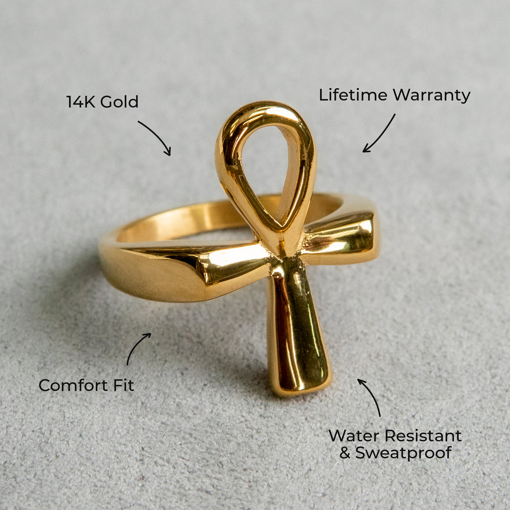 Mens Jewelry - Ankh Gold Pinky Ring | 7.7 Grams