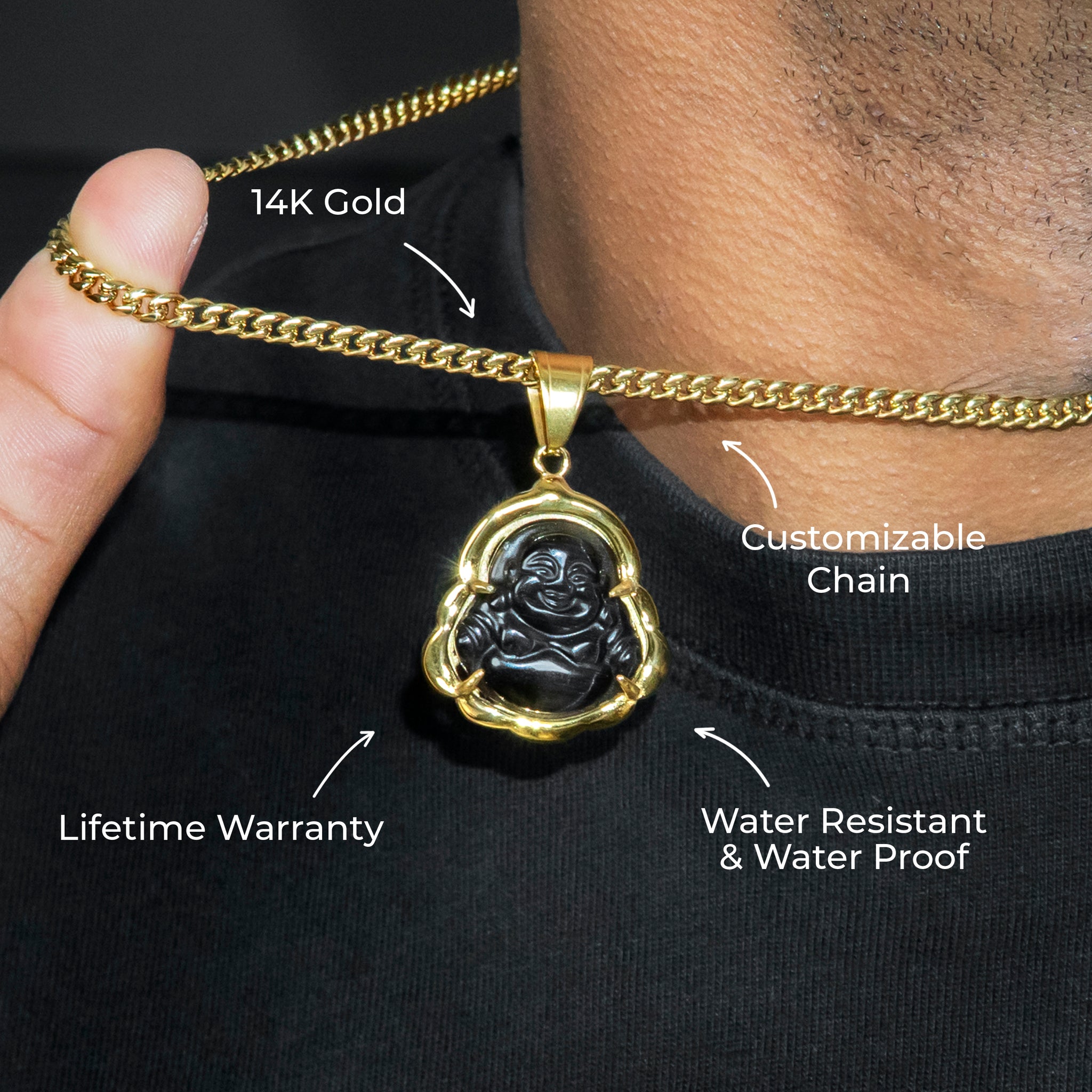 Mens Jewelry - 14K Gold Buddha Necklace | Appx. 12 Grams