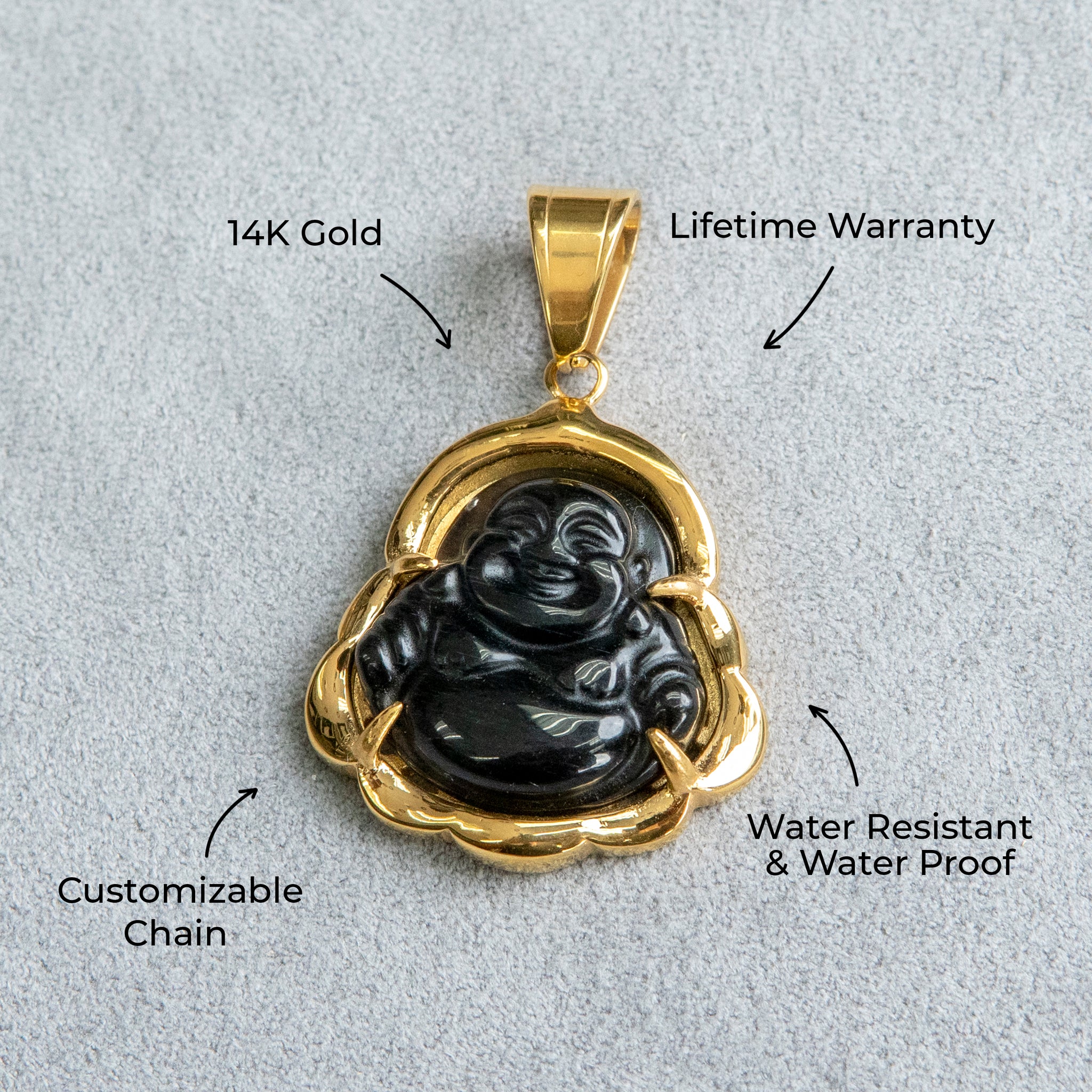 Mens Jewelry - 14K Gold Buddha Necklace | Appx. 12 Grams