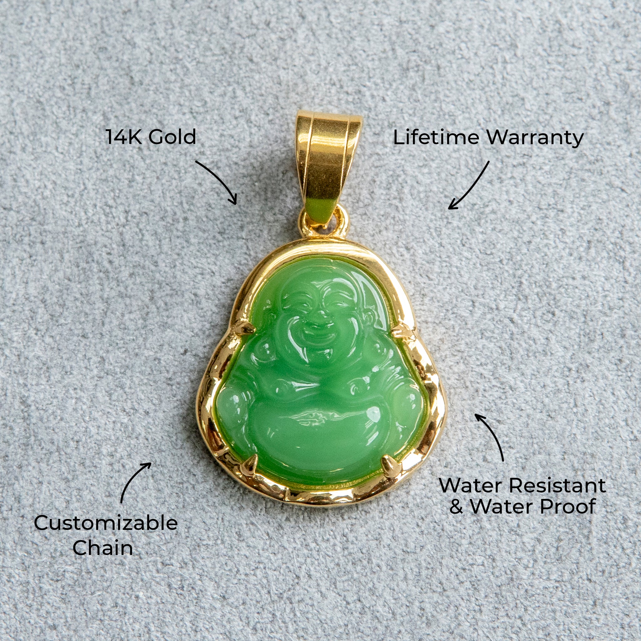 Mens Jewelry - 14K Gold Buddha Necklace | Appx. 5 Grams