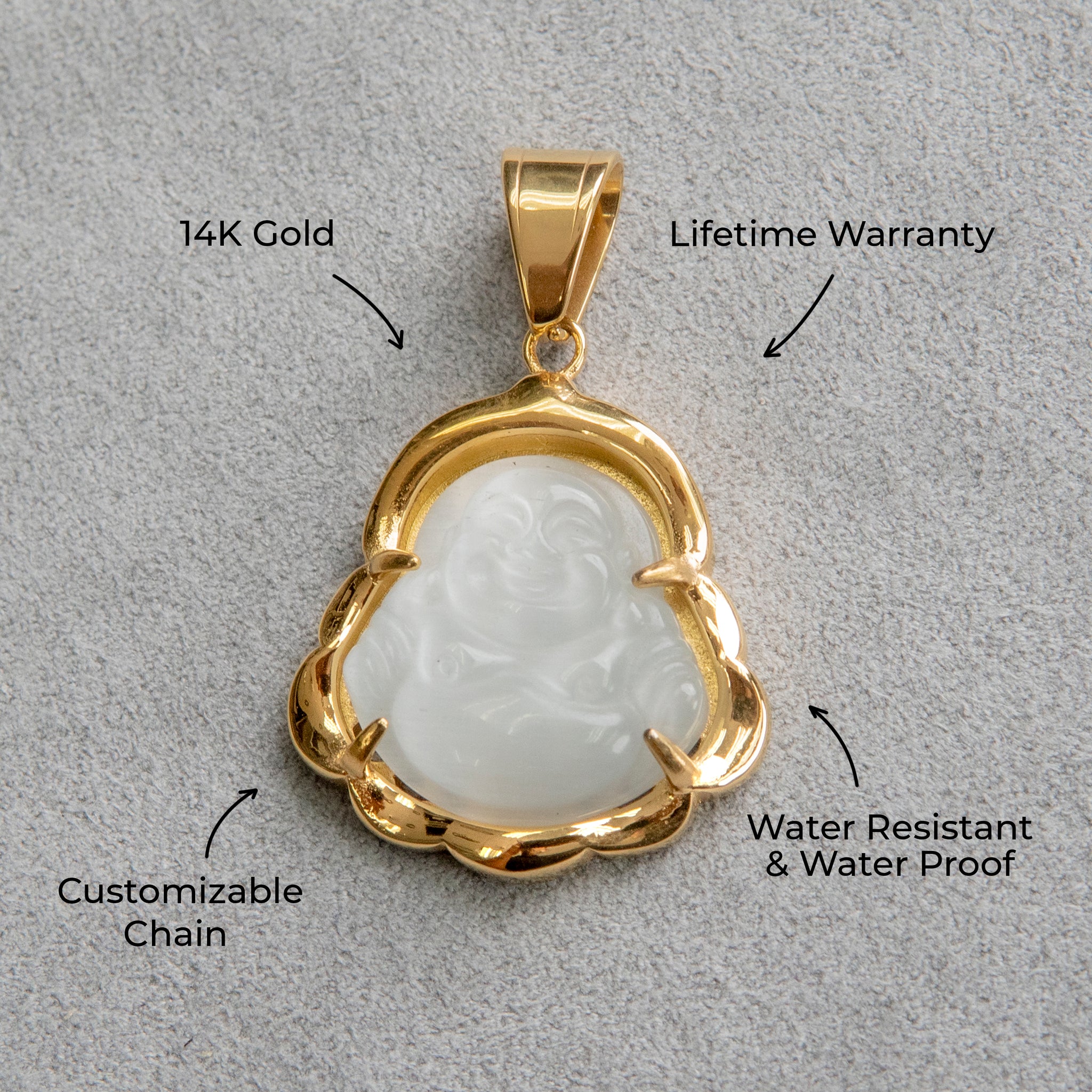 Mens Jewelry - 14K Gold Buddha Necklace | Appx. 13 Grams