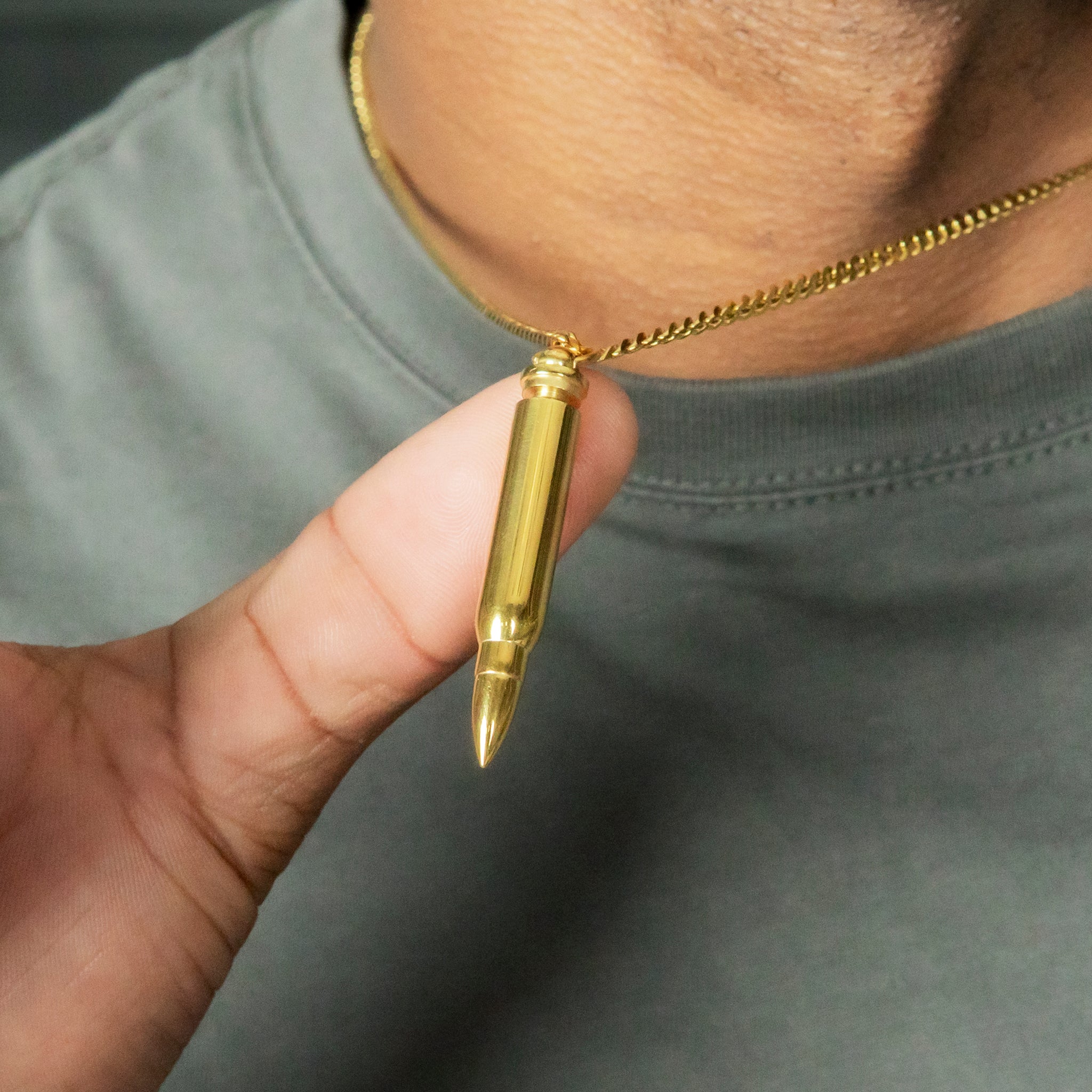 Mens Jewelry 14K Gold Bullet Necklace Grams