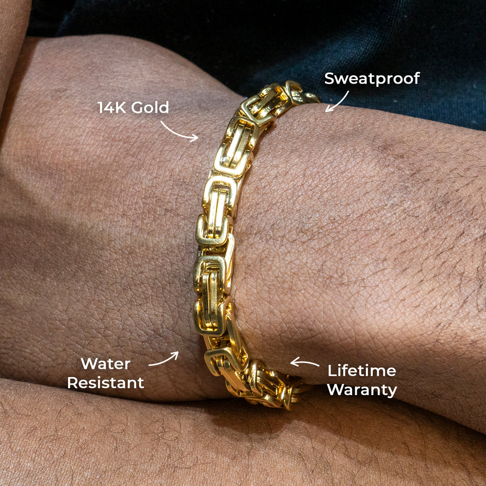 Gold Jewelry -  14K Gold Byzantine Bracelet