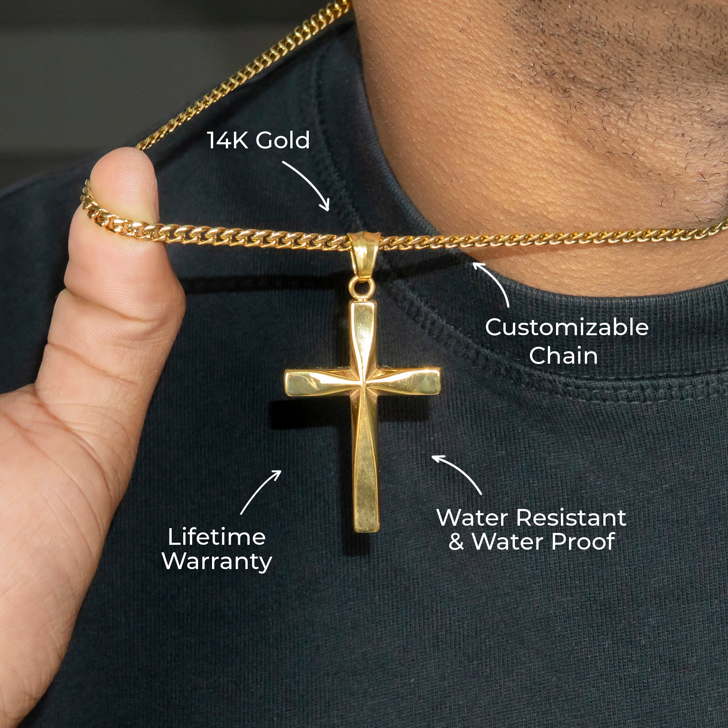 Mens Jewelry - 14K Gold Cross Necklace | Appx. 12 Grams