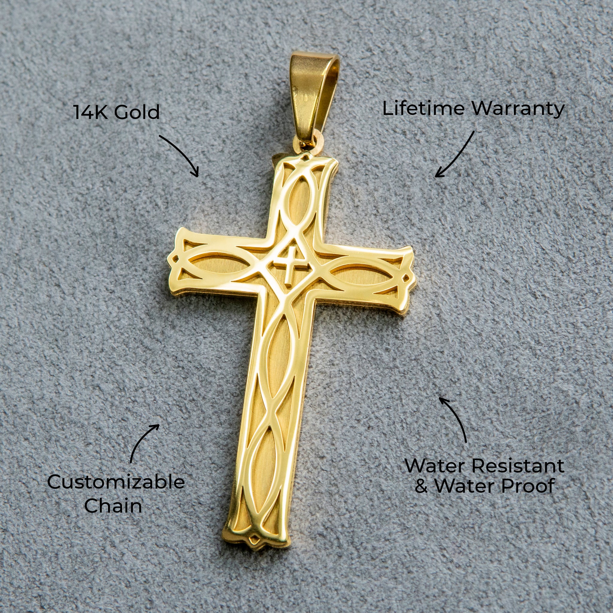 Mens Jewelry - 14K Gold Cross Necklace | Appx. 7 Grams