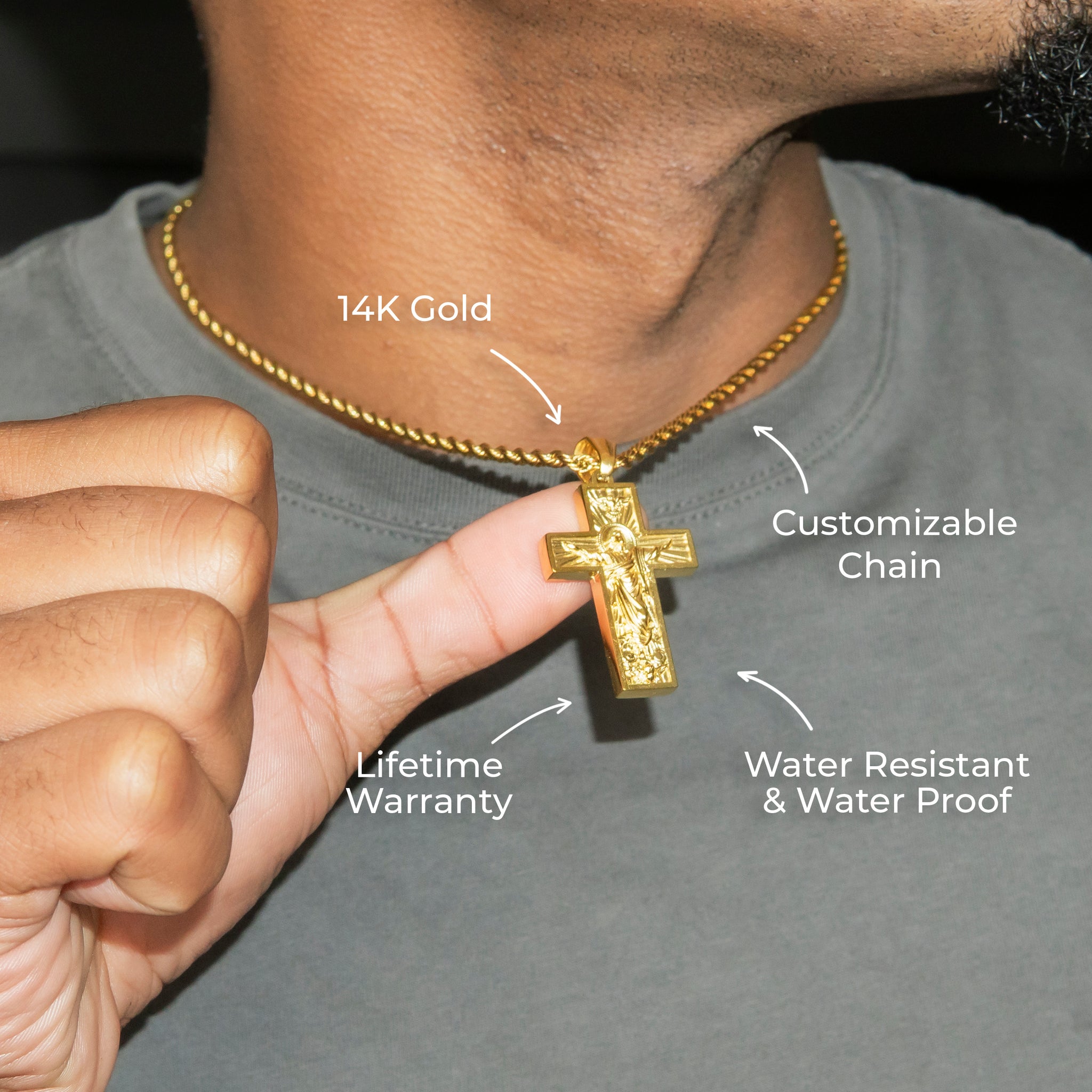 Mens Jewelry - 14K Gold Crucifix Cross Necklace | Appx. 8 Grams