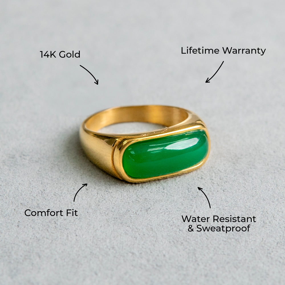 Mens Jewelry - Jade Gold Pinky Ring | 8 Grams
