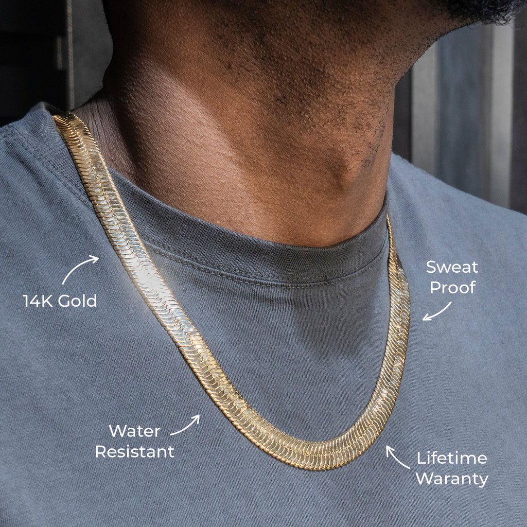 2828 Chain Gold Herringbone Necklace | Gold Herringbone Chain | Gold Urban
