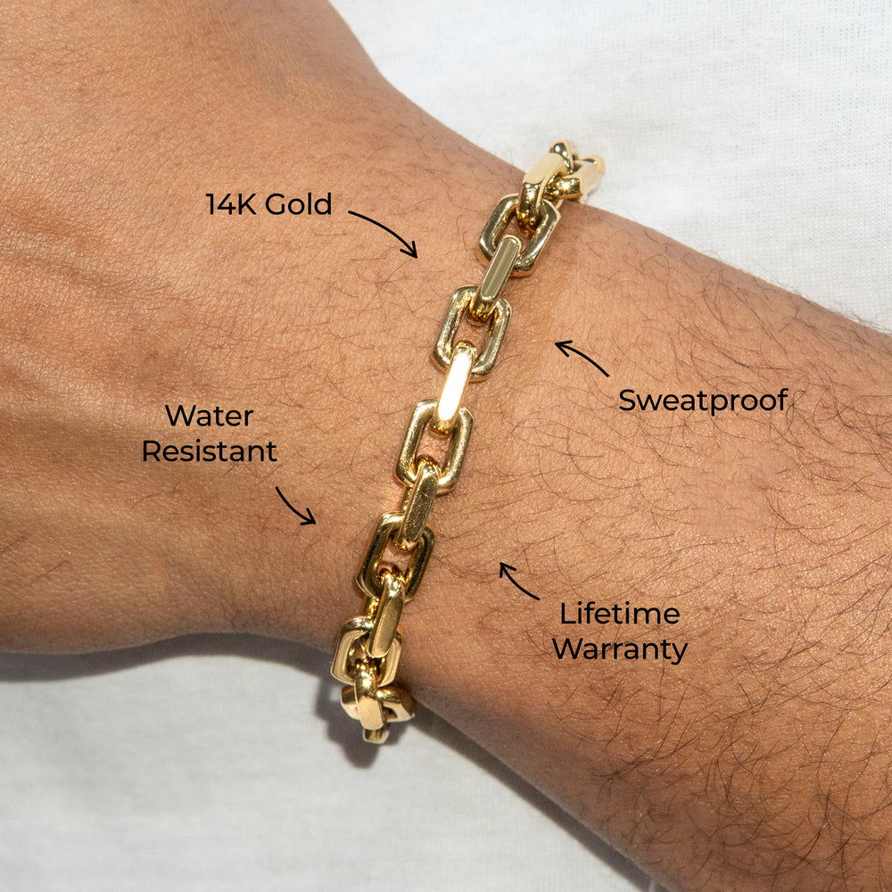 Gold Jewelry -  Mens 14K Gold Link Bracelet