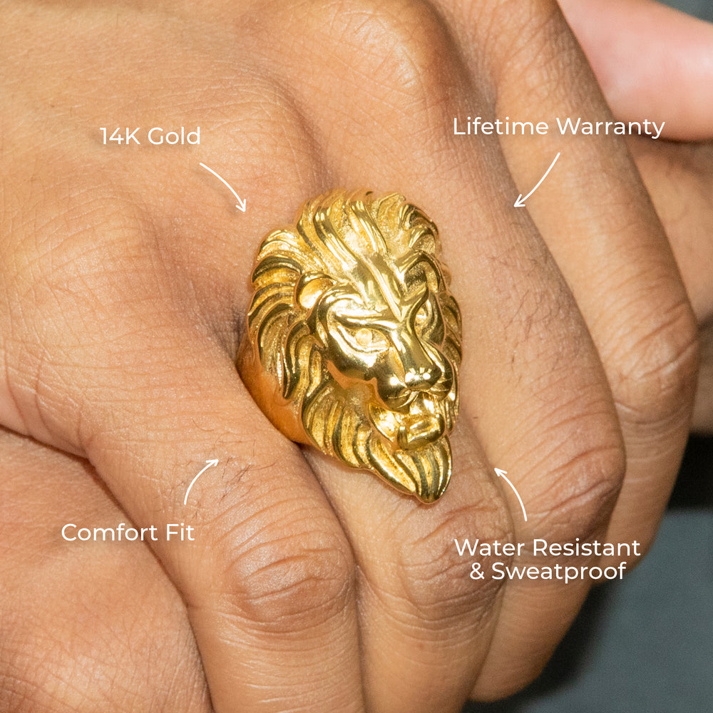 Mens Jewelry - Lion Head Gold Pinky Ring | 30 Grams