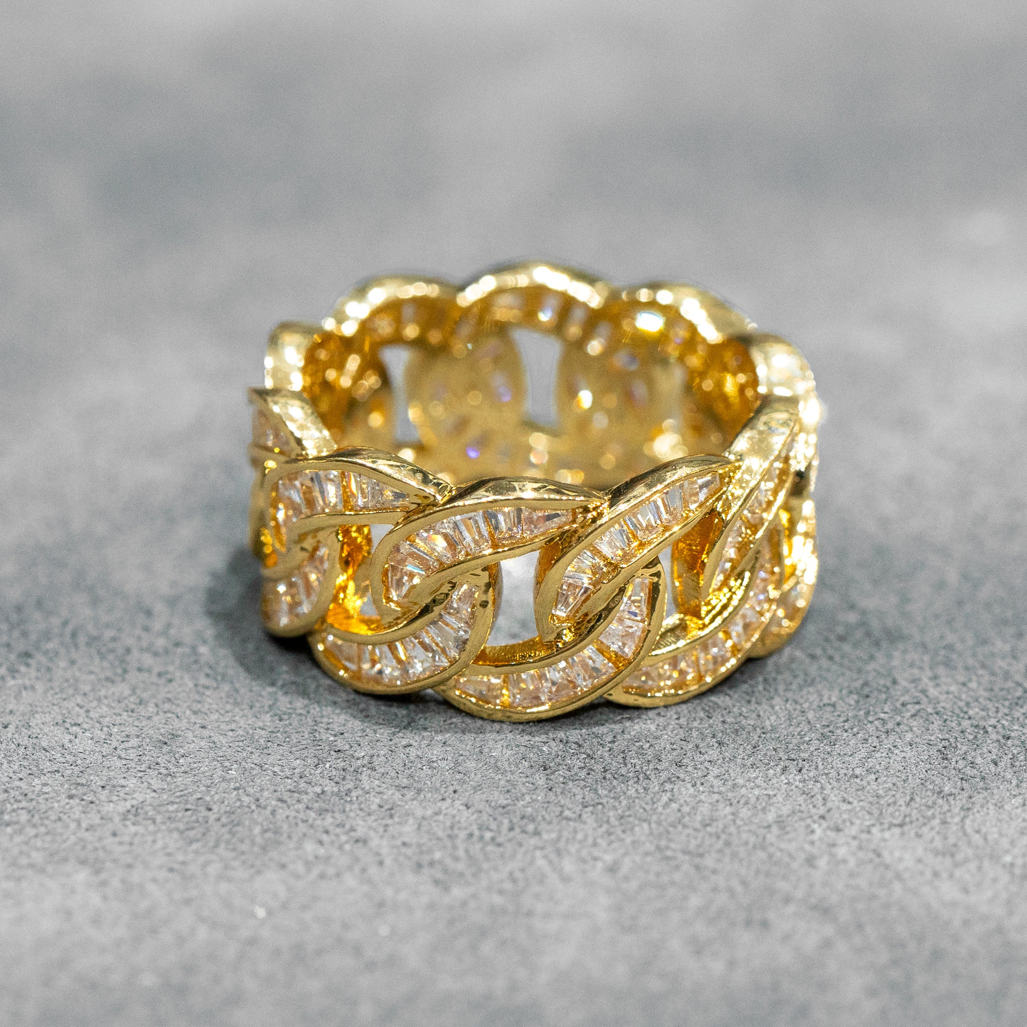 Mens Jewelry 14K Gold Iced Out VVS Cuban Link Ring Grams