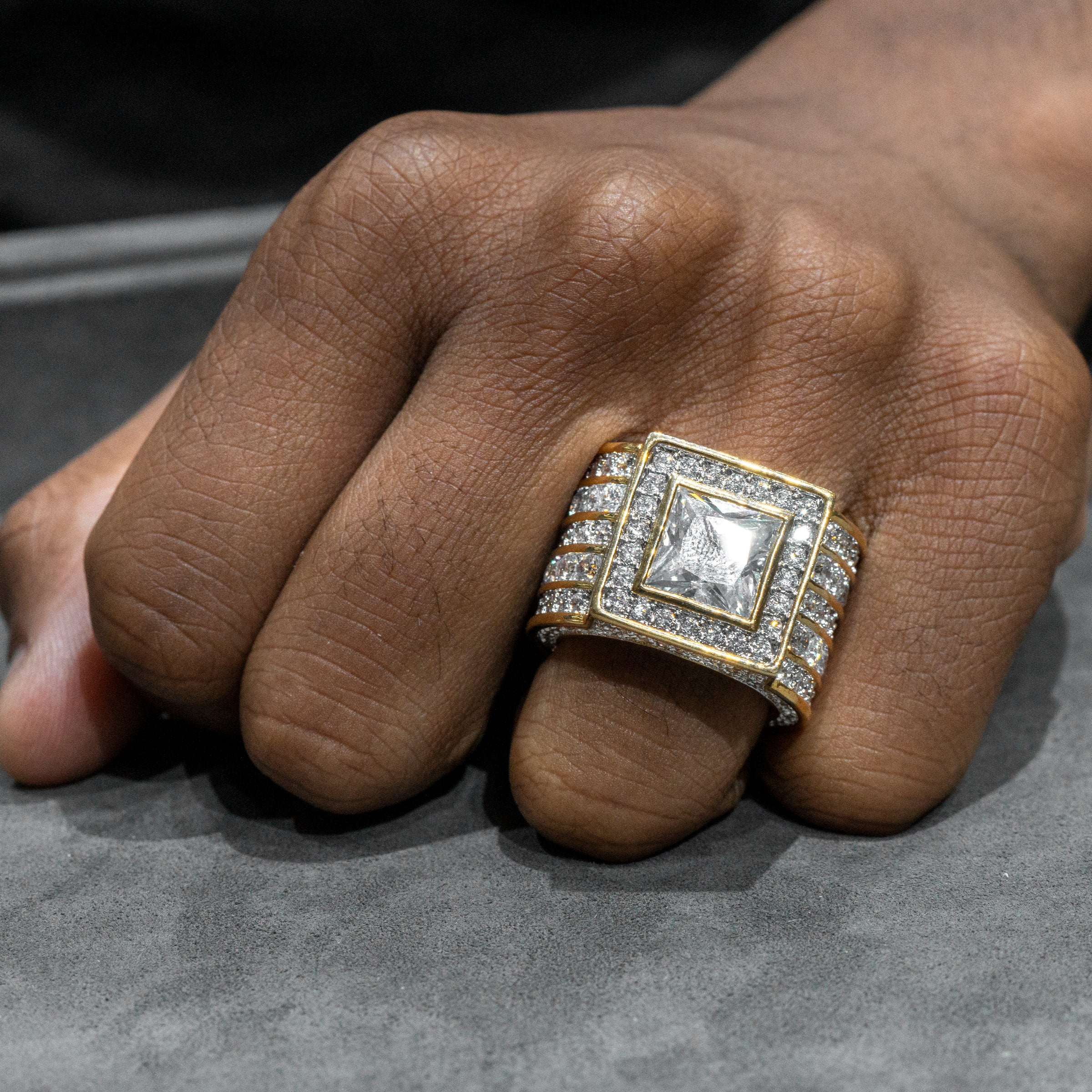 Mens Jewelry 14K Gold Iced Out VVS Pinky Ring Grams