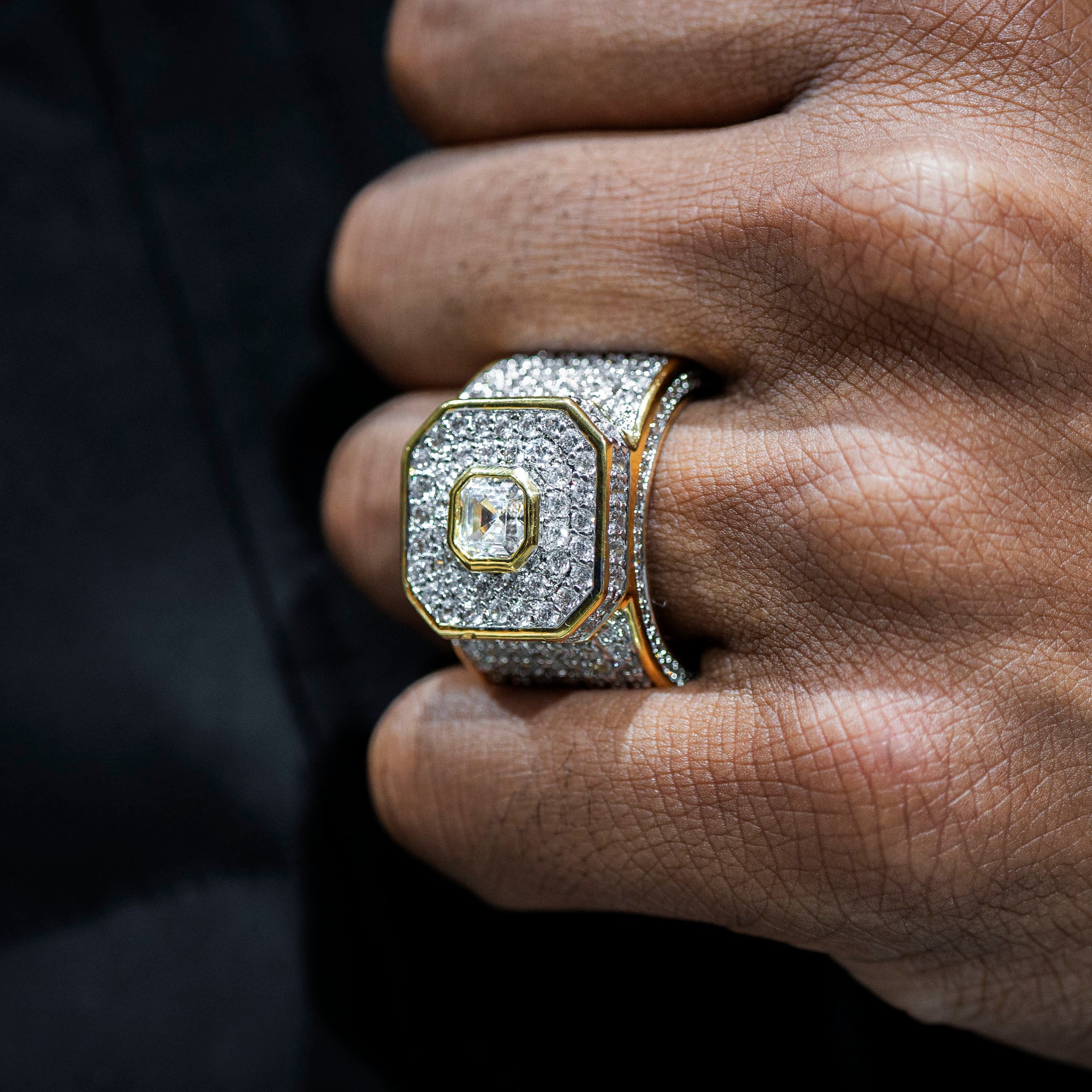 Mens Jewelry 14K Gold Iced Out VVS Pinky Ring Grams