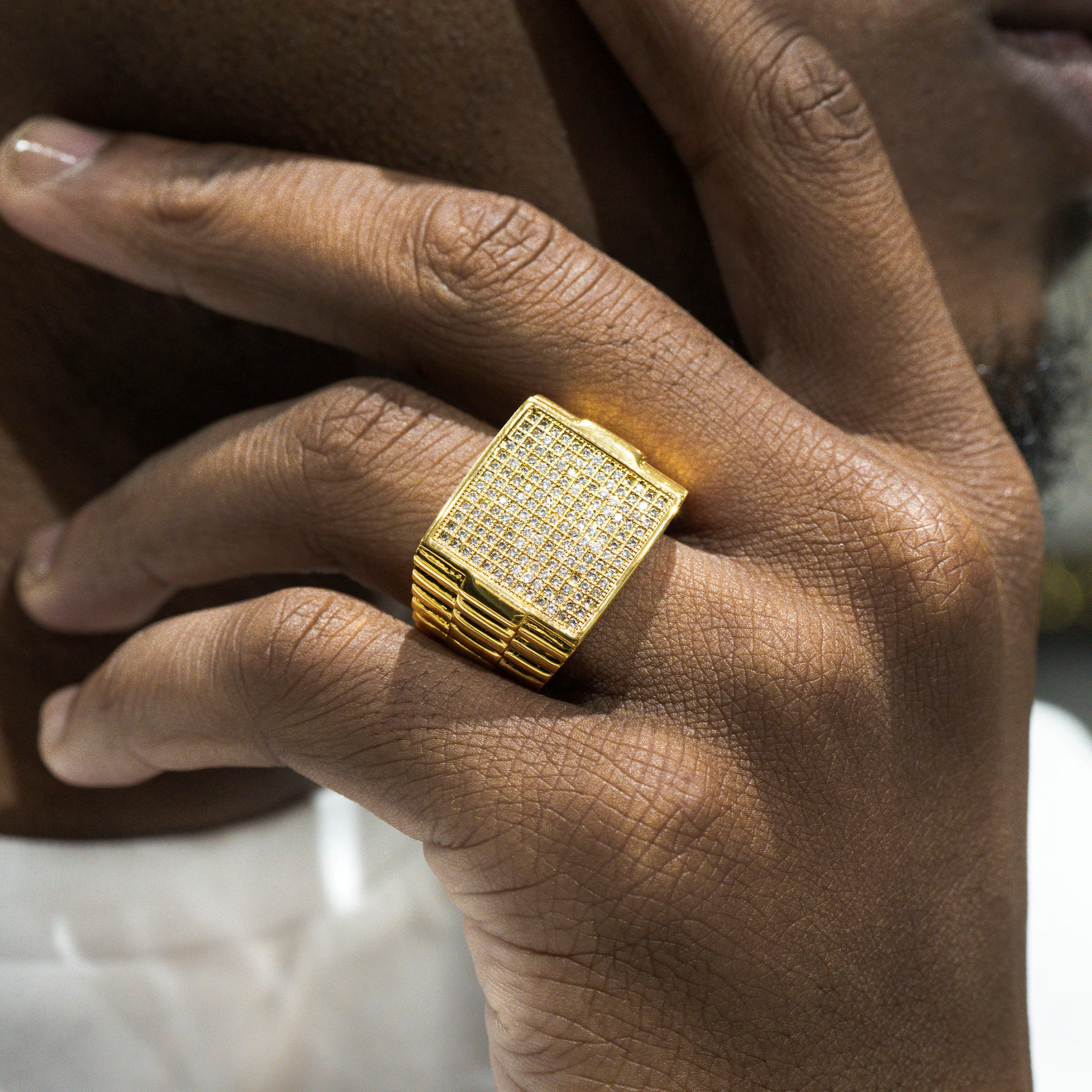 Mens Jewelry 14K Gold Iced Out VVS Pinky Ring Grams