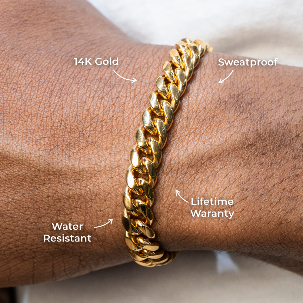 Gold Jewelry -  Mens 14K Gold Solid Miami Cuban Link Bracelet | 6MM