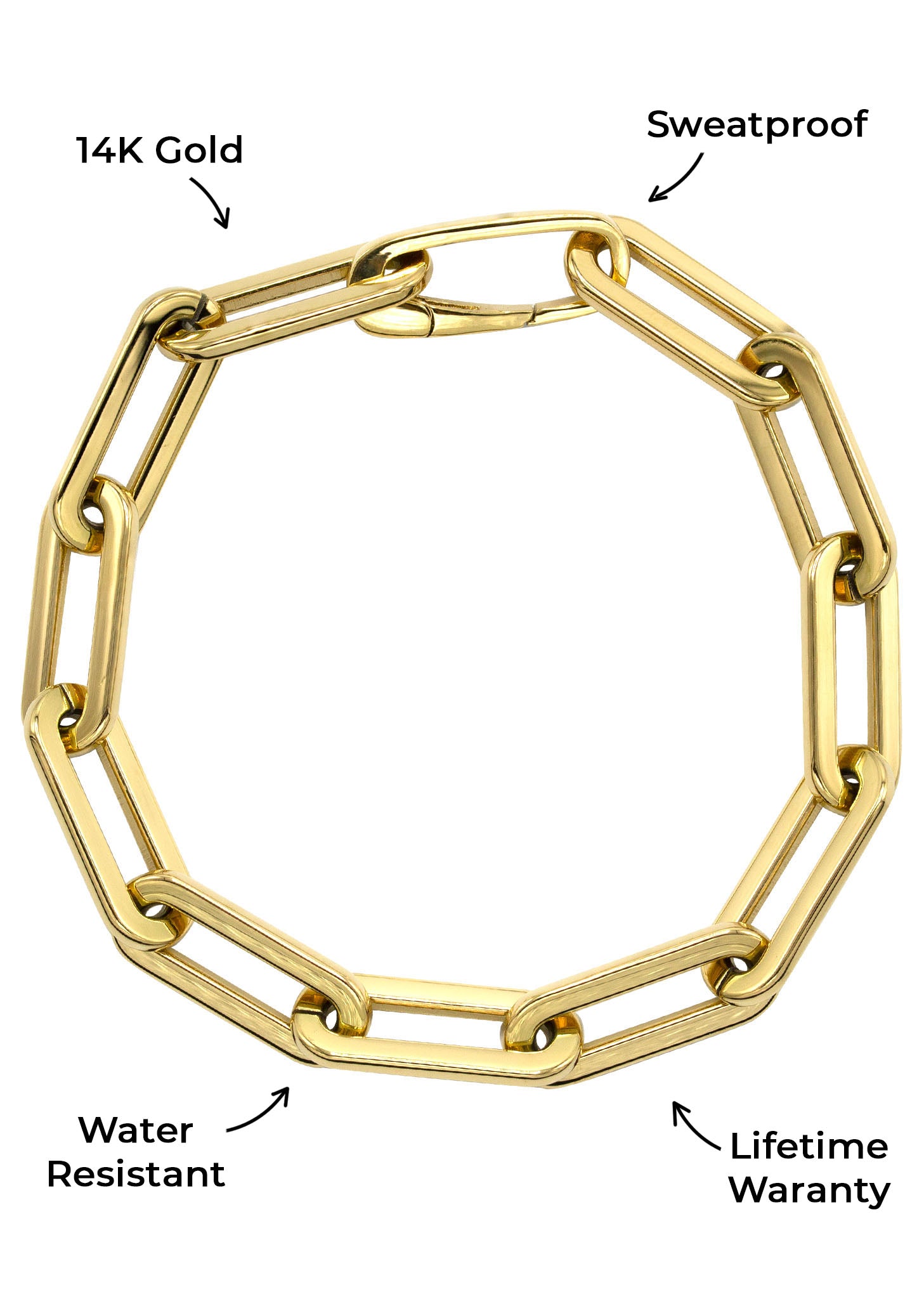 No.240 18k 14k 金無垢 金 ゴールド Gold 585 750 Gold Jewelry - Mens 14K Gold Paperclip Bracelet