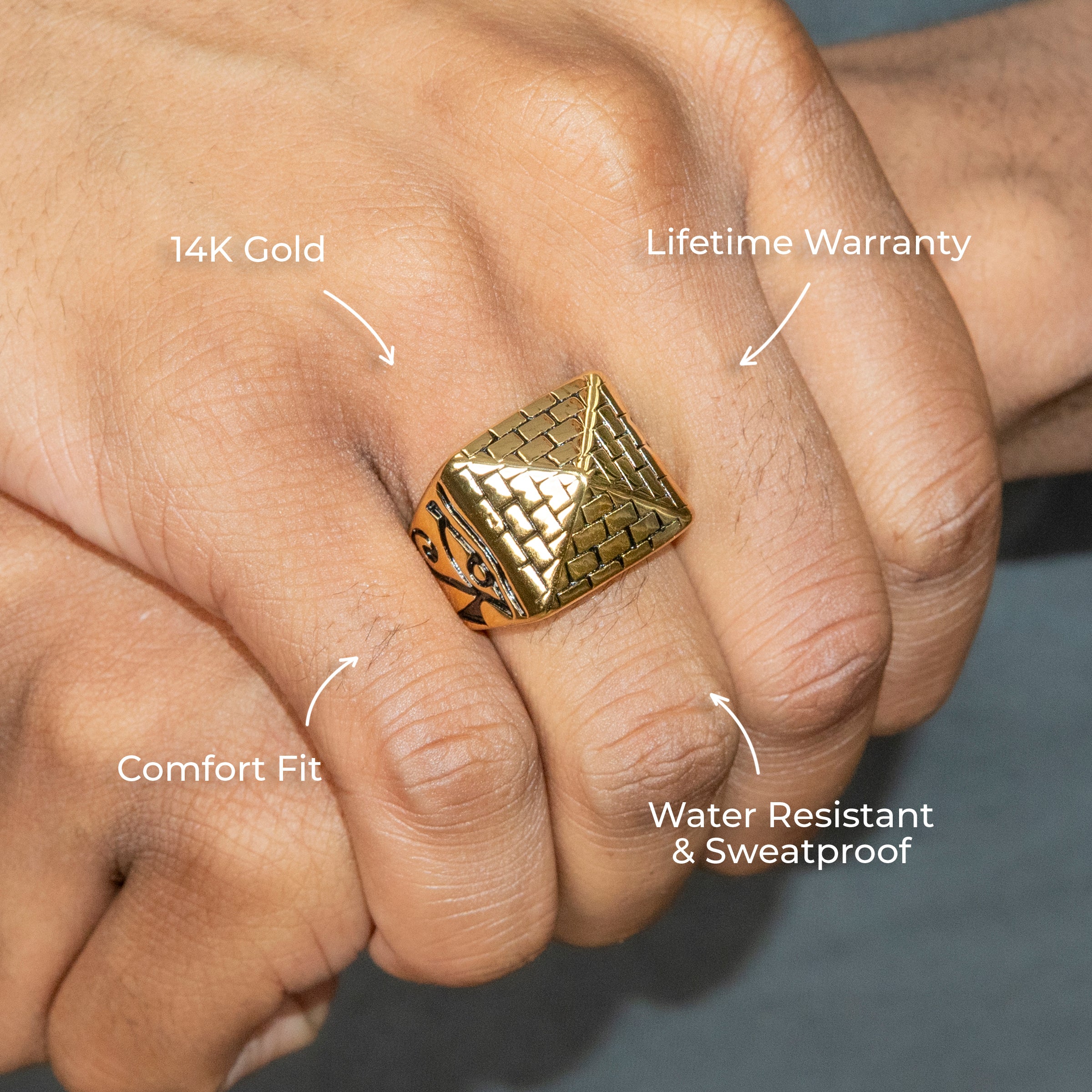 Mens Jewelry - Pyramid Gold Pinky Ring | 20 Grams