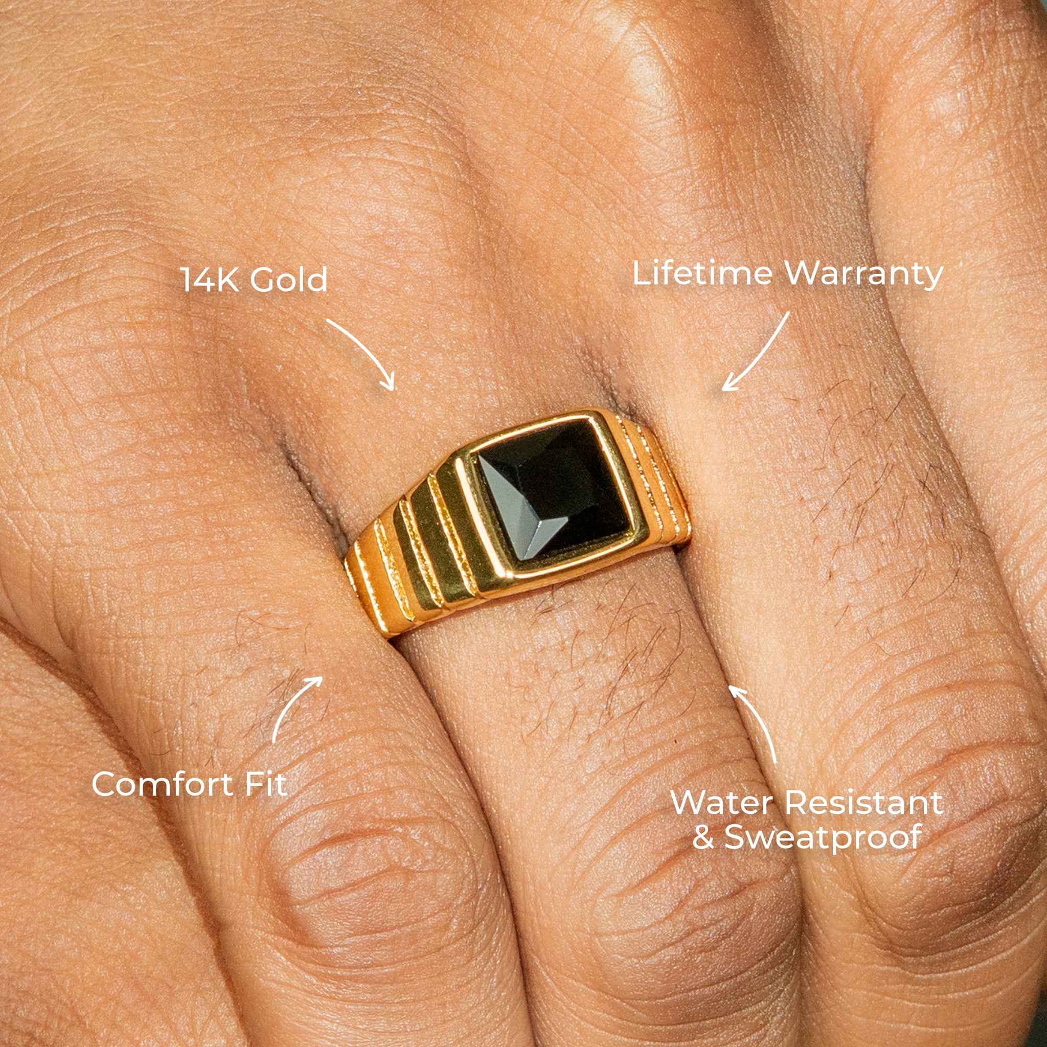Mens Jewelry - Onyx Gold Pinky Ring | 9 Grams