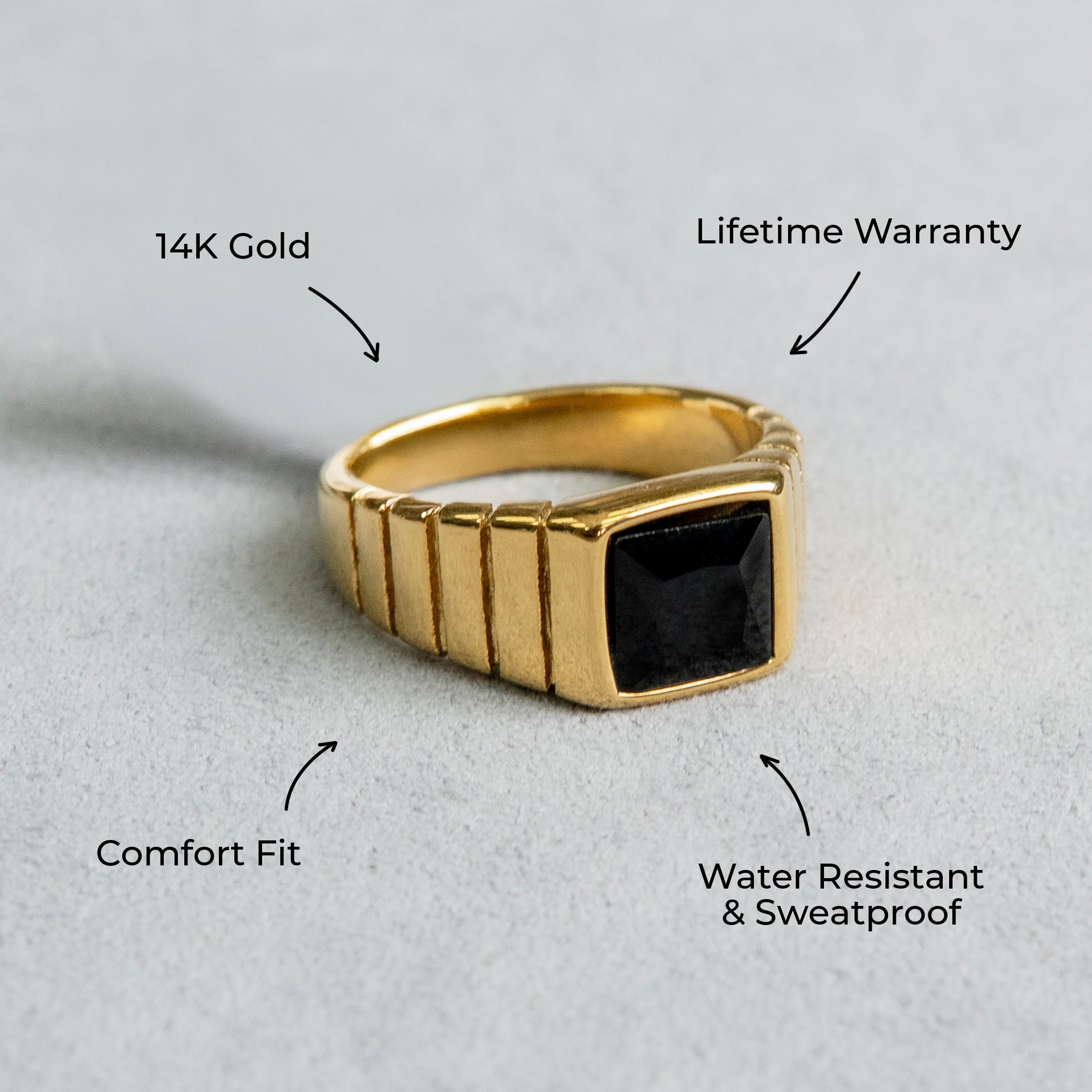 Mens Jewelry - Onyx Gold Pinky Ring | 9 Grams