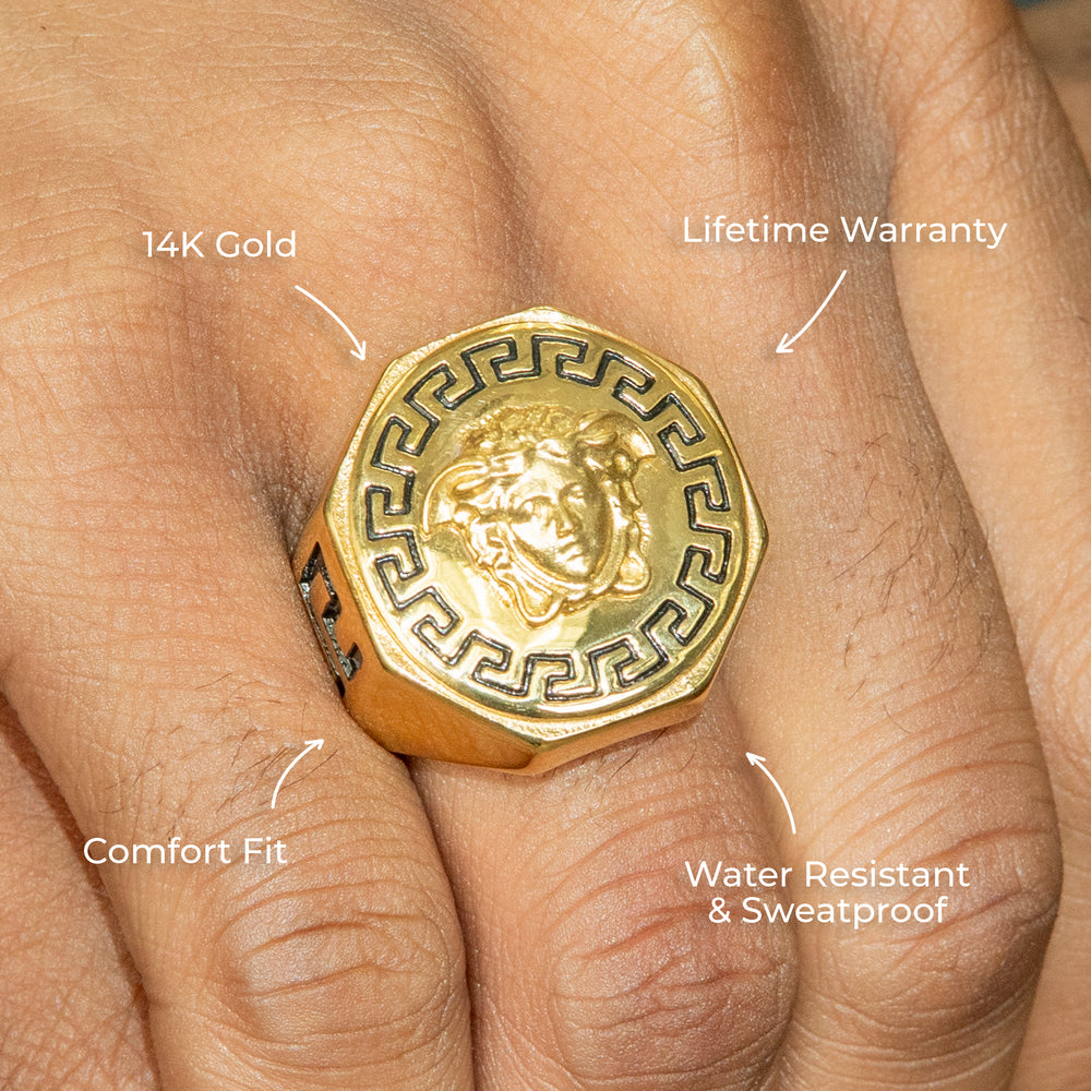 Mens Jewelry - Medusa Gold Pinky Ring | 22 Grams