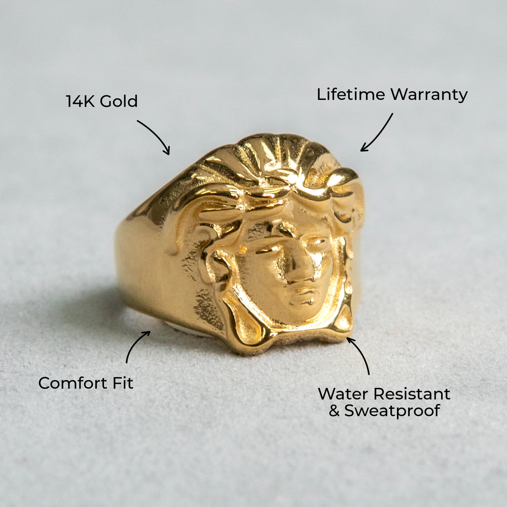 Mens Jewelry - Medusa Gold Pinky Ring | 12 Grams