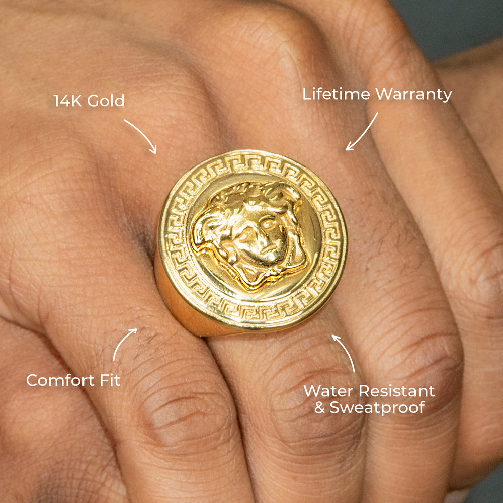 Mens Jewelry - Medusa Gold Pinky Ring | 27 Grams