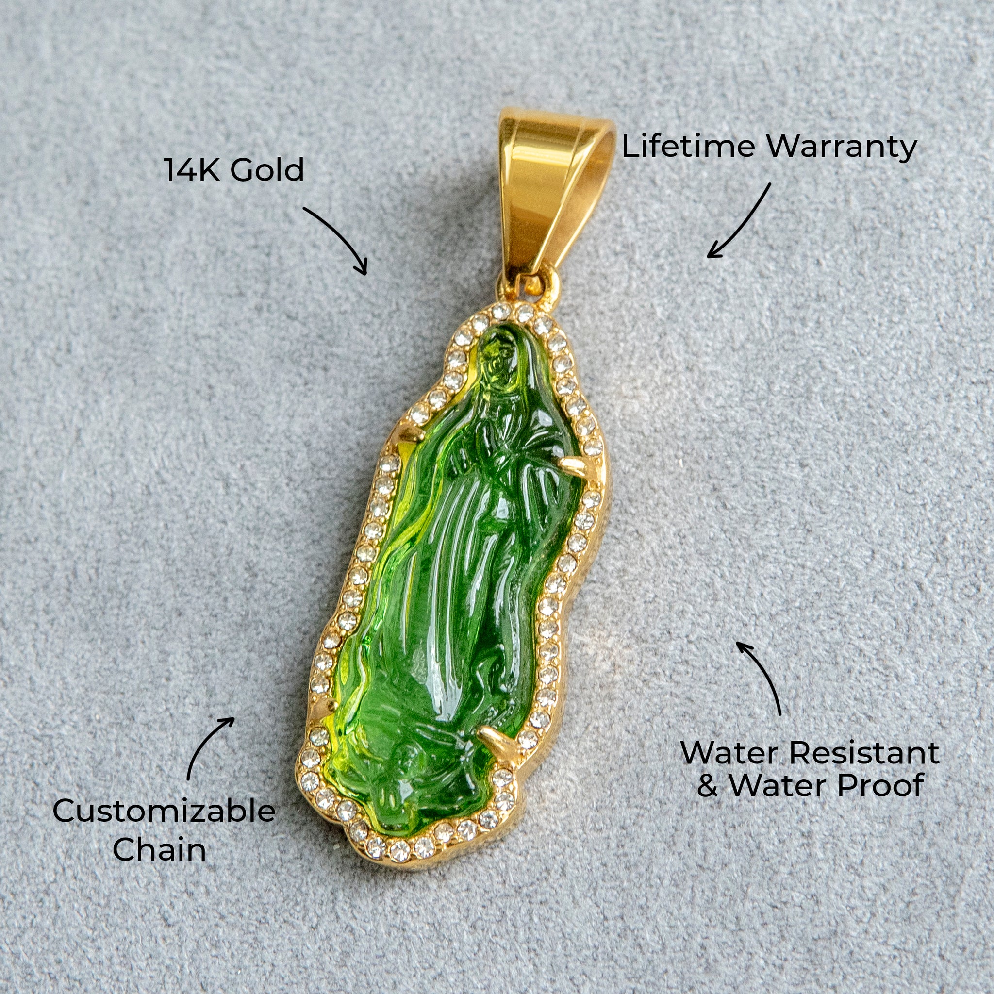 シ*マ様 14k? ペンダントトップ Mens Jewelry - 14K Gold Jade Virgin Mary Necklace | Appx. 7 Grams