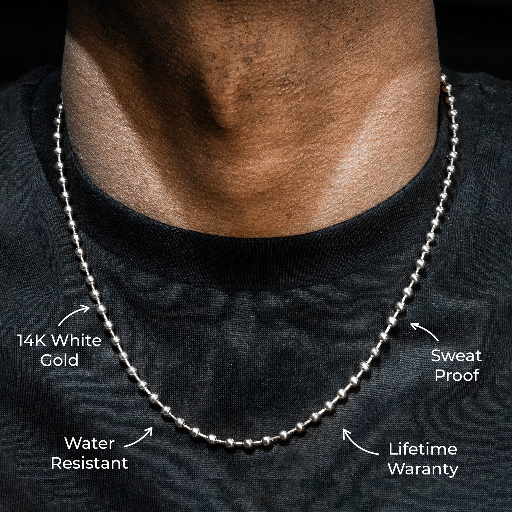 Gold Jewelry - Mens 14K White Gold Dog Tag Chain