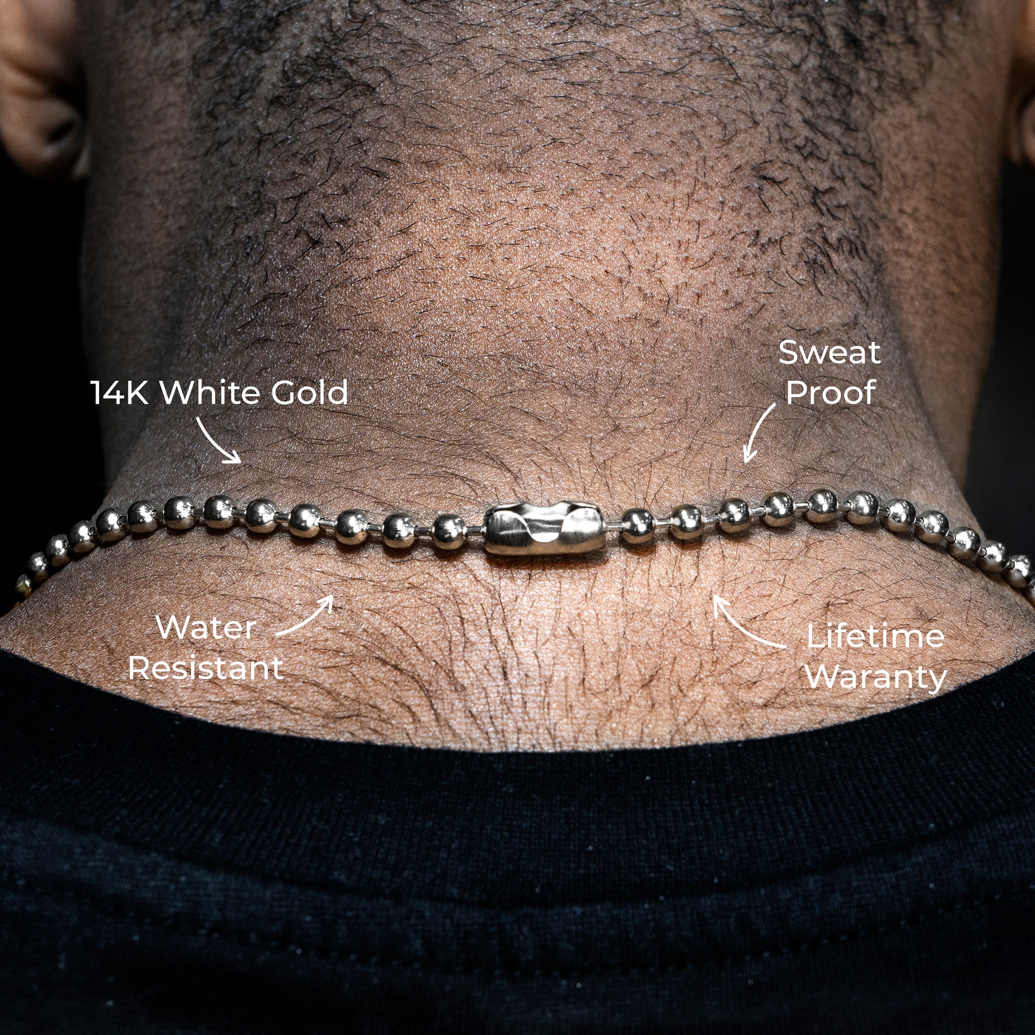 Gold Jewelry - Mens 14K White Gold Dog Tag Chain