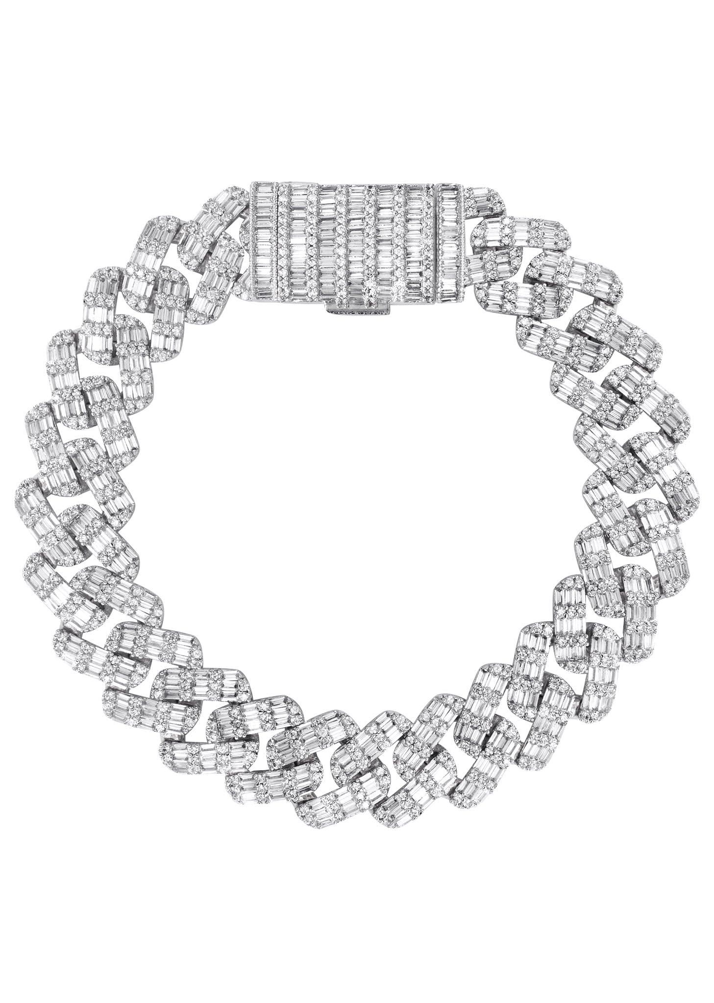 9inch White Finish Baguette CZ store Bracelet