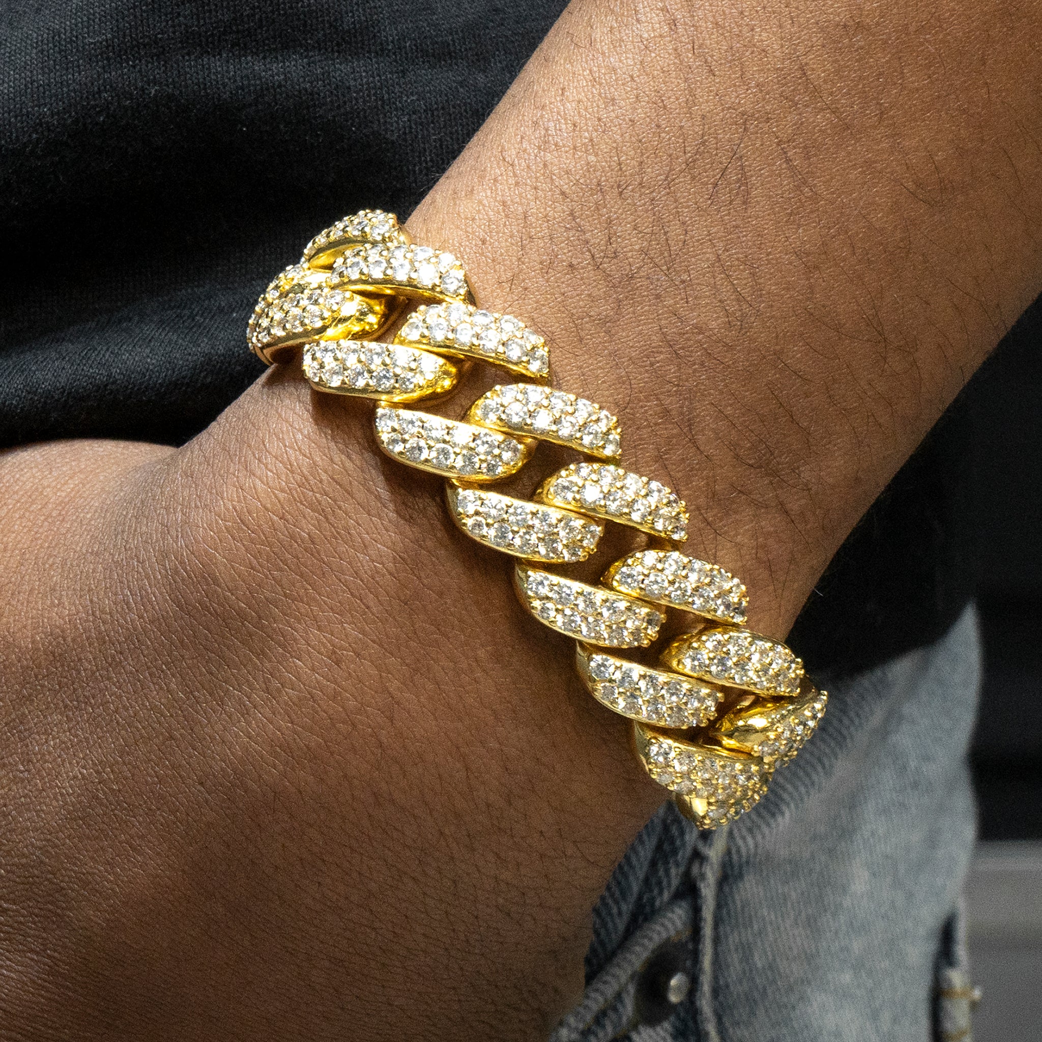 Gold factory Plated Iced out Cuban Link Bracelet 8inch