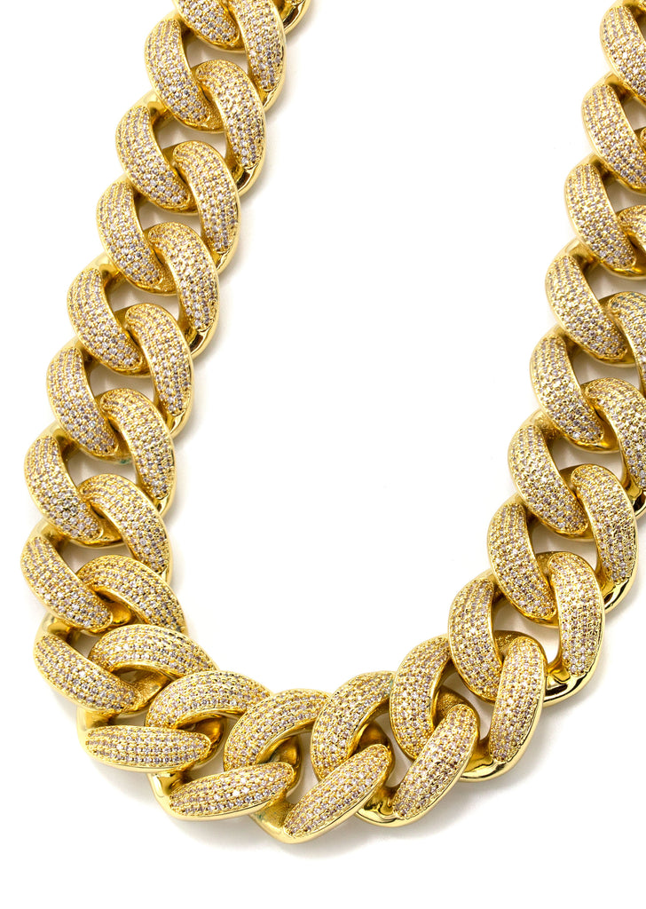Mens Big Gold Iced Out Chain Miami Cuban Link 25MM – goldurban.com