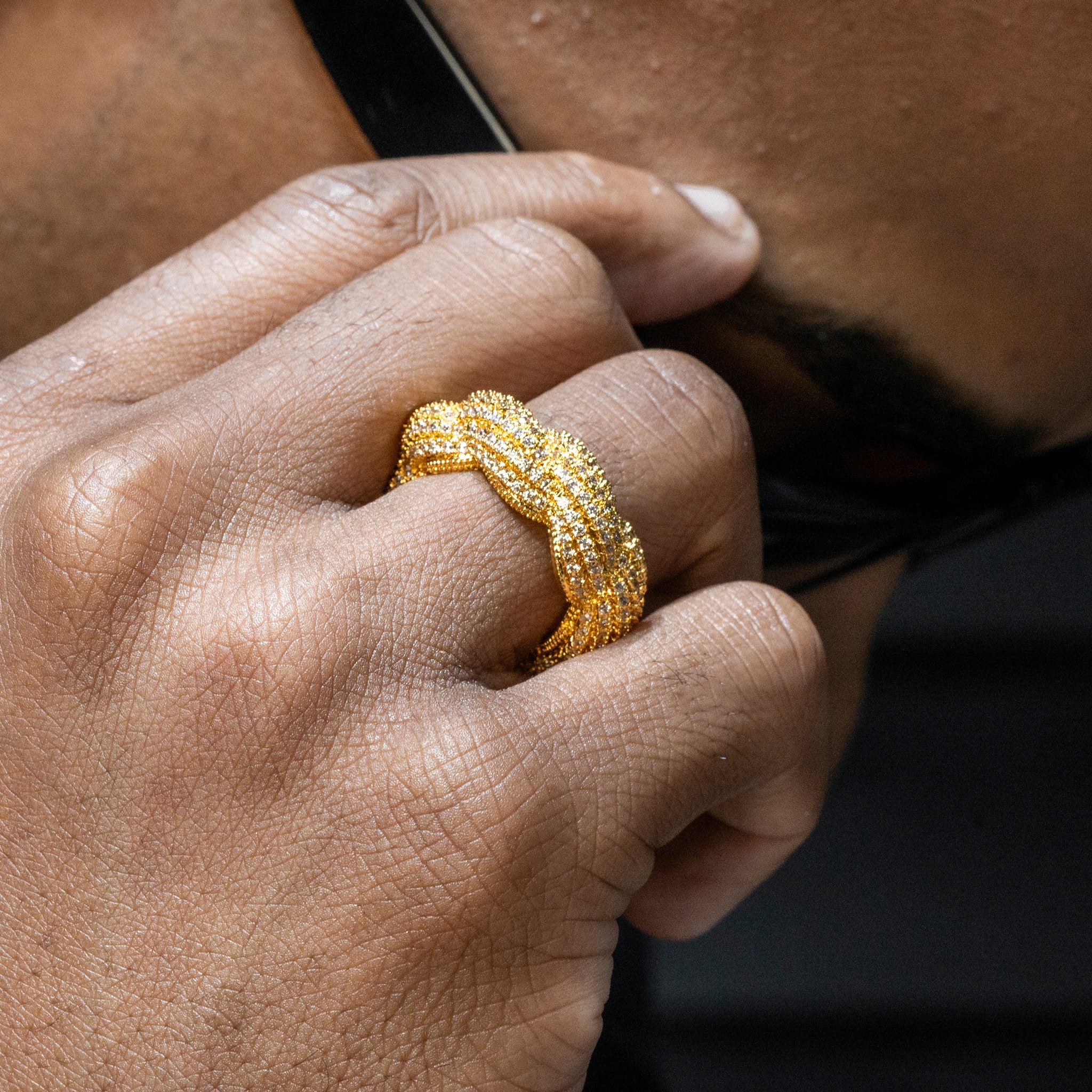 Mens Jewelry 14K Gold Iced Out VVS Rope Ring 10 Grams