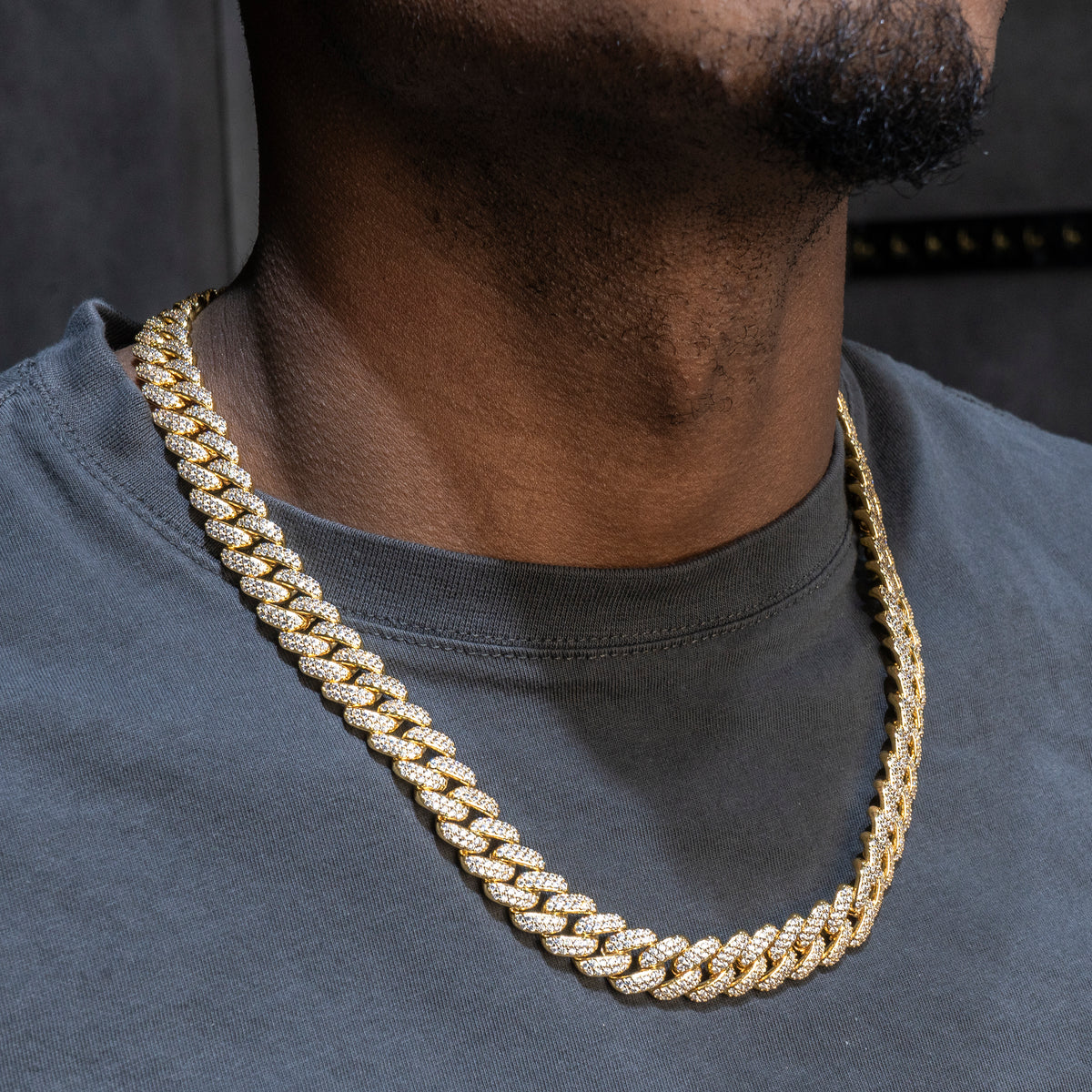 Mens Gold Iced Out Chain Miami Cuban Link – goldurban.com