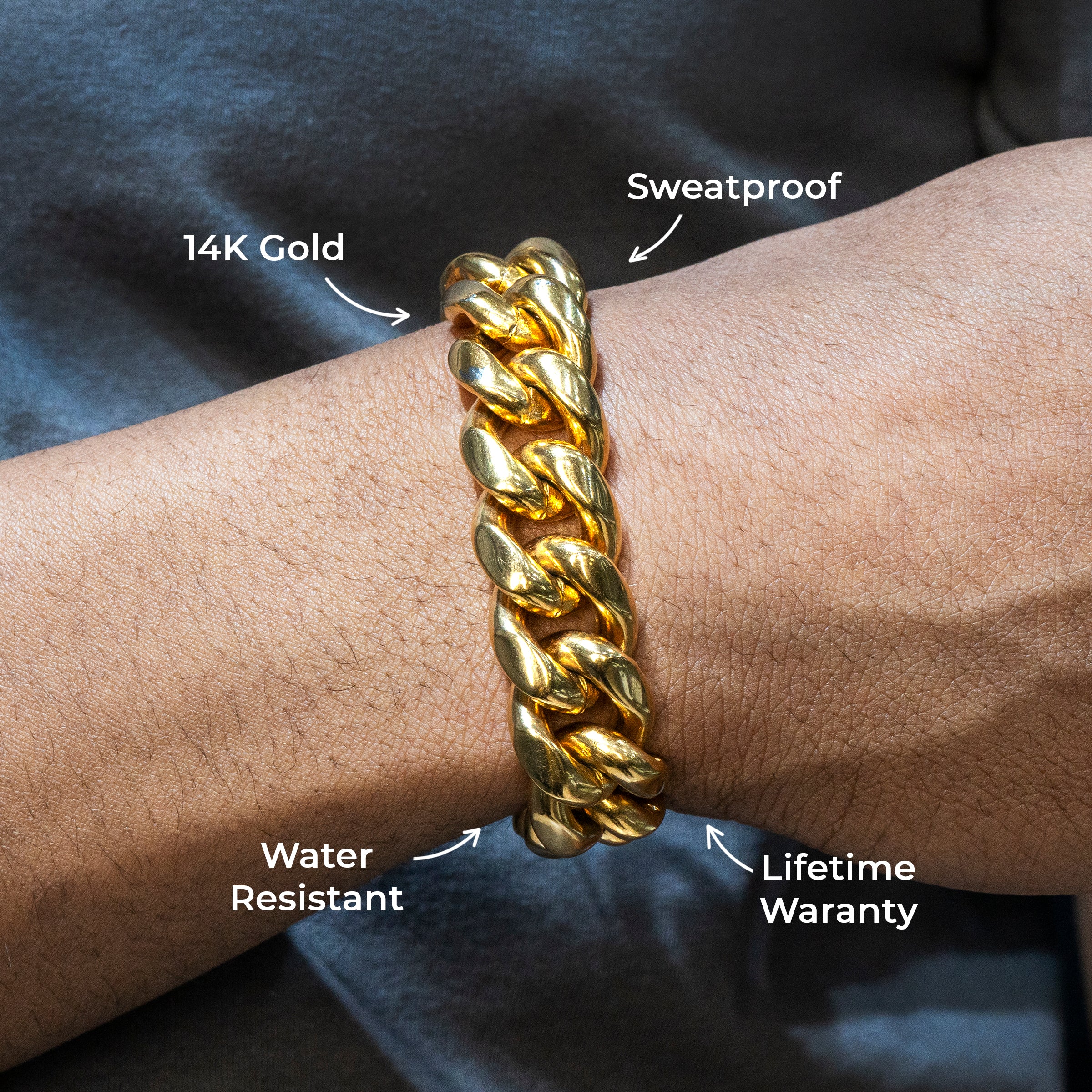 ANTI-ANLAUF MASSIV 14K GOLD FINISH SCHWER MIAMI KUBANISCH
