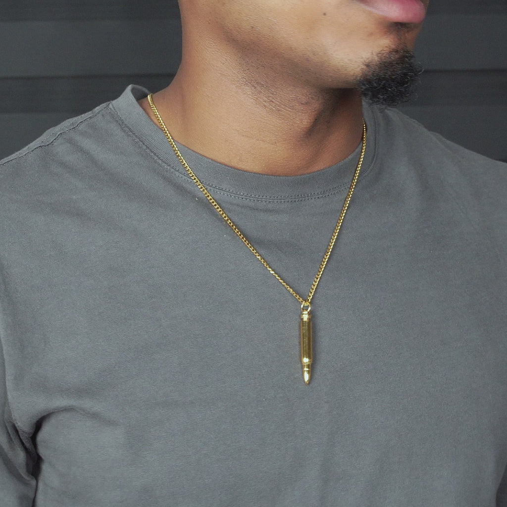 Mens Jewelry 14K Gold Bullet Necklace Grams