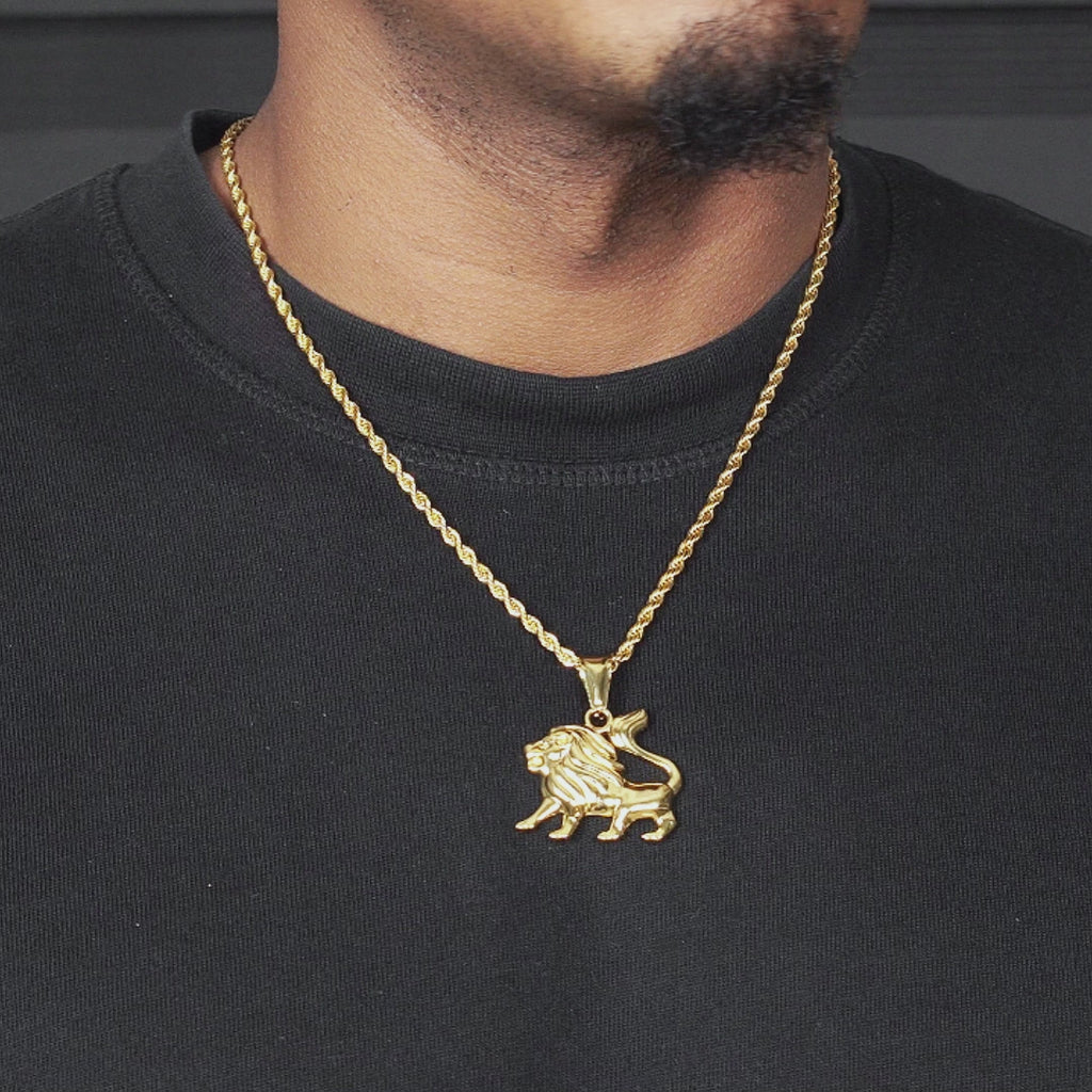 Mens Jewelry - 14K Gold Lion Necklace | Appx. 8.4 Grams