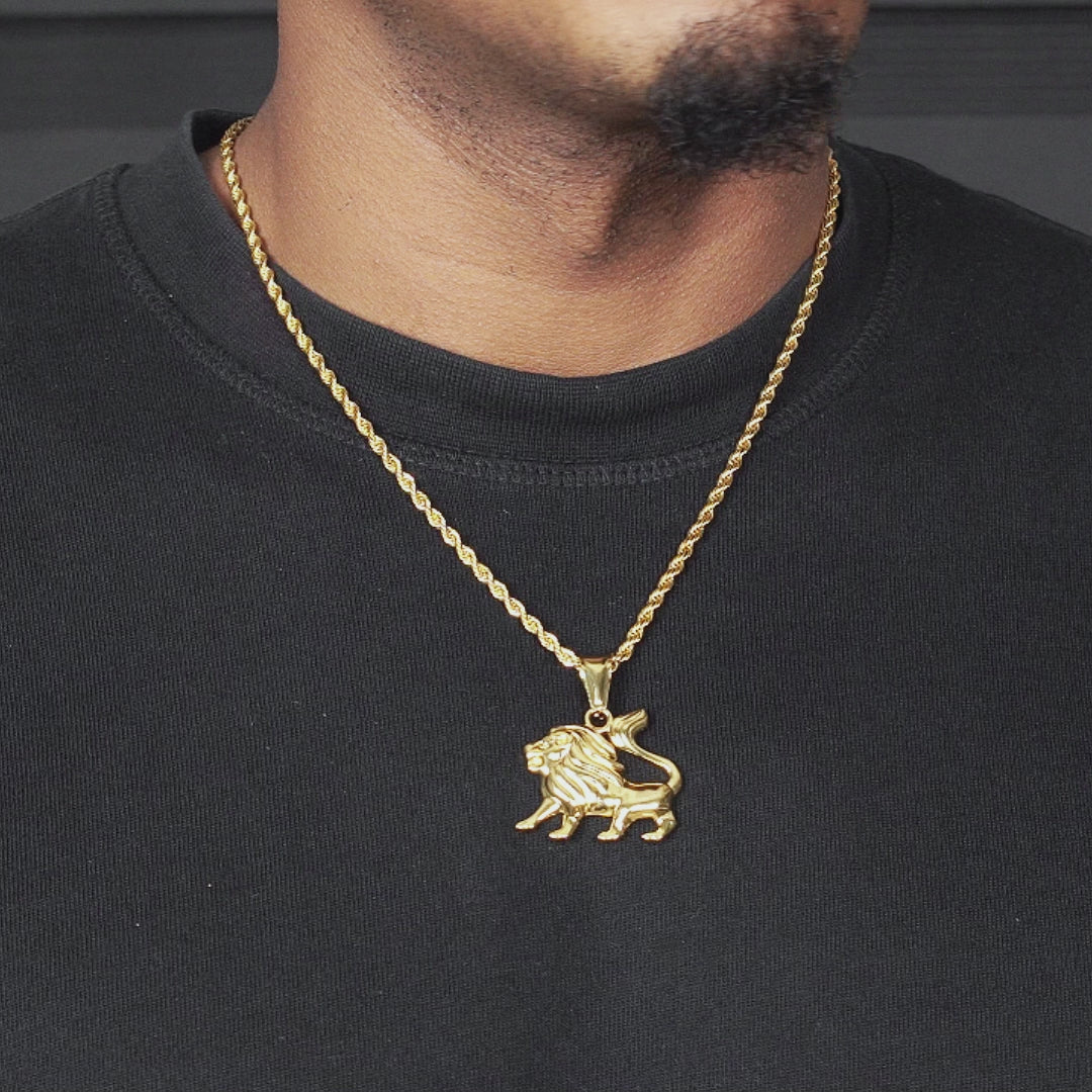 Mens Jewelry - 14K Gold Lion Necklace | Appx. 8.4 Grams