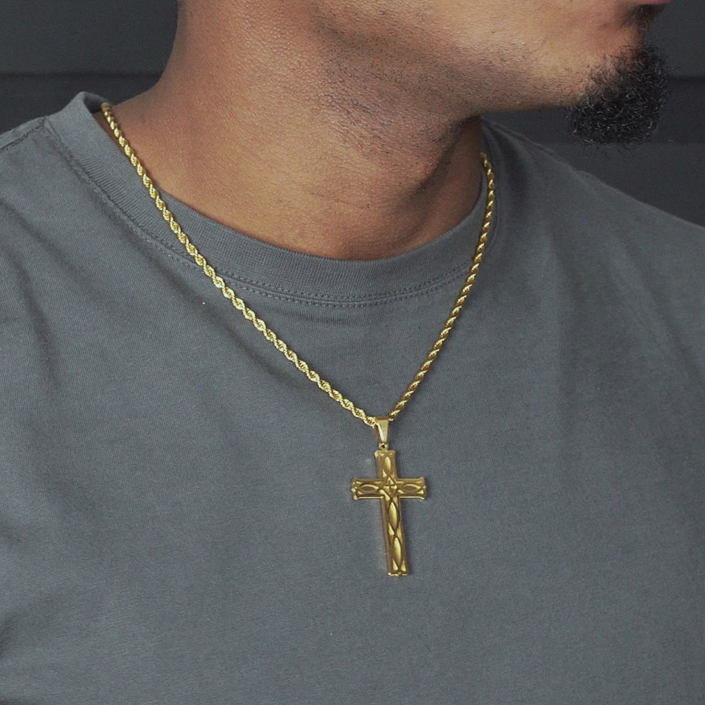 Mens Jewelry - 14K Gold Cross Necklace | Appx. 7 Grams