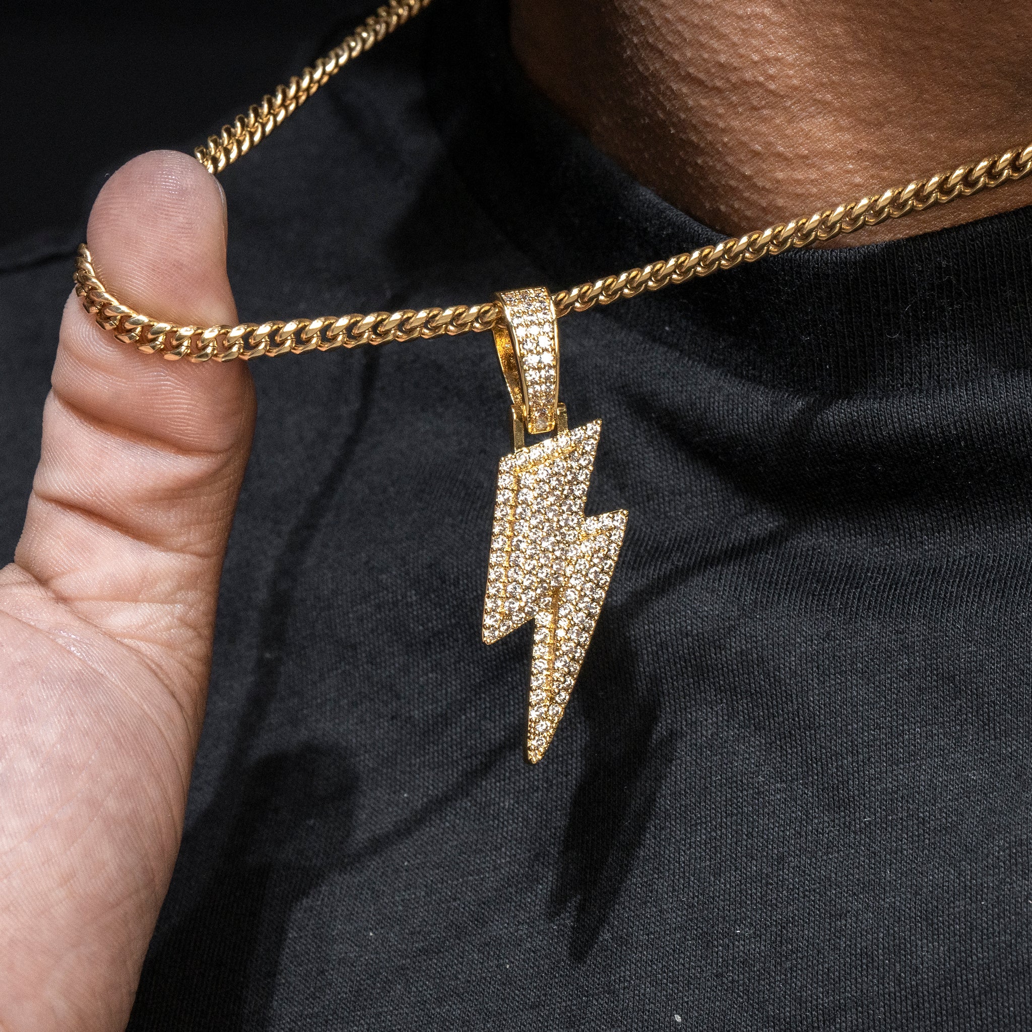 Mens Jewelry Iced Out VVS Lightning Bolt Pendant 10 Grams