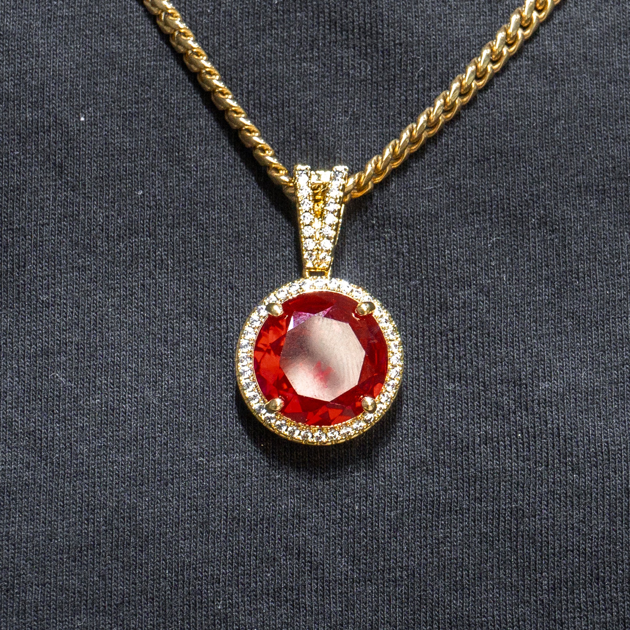 Big Ruby Necklace Mens Jewelry Gold Diamond CZ Ruby Necklace Grams