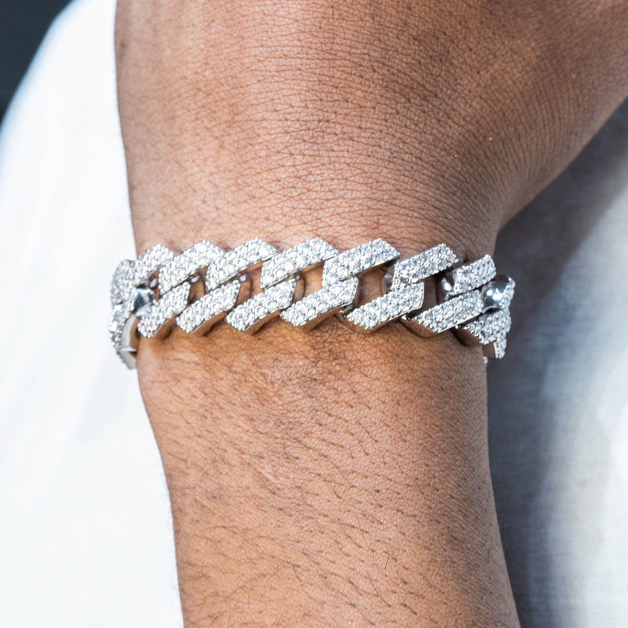 Miami Cuban Link Chain Bracelet, 14K White Gold 5X Layered Cuban hotsell Chain bracelet, Bling Bracelet, CZ Diamond Bracelet, ICY Bracelet 8 inch