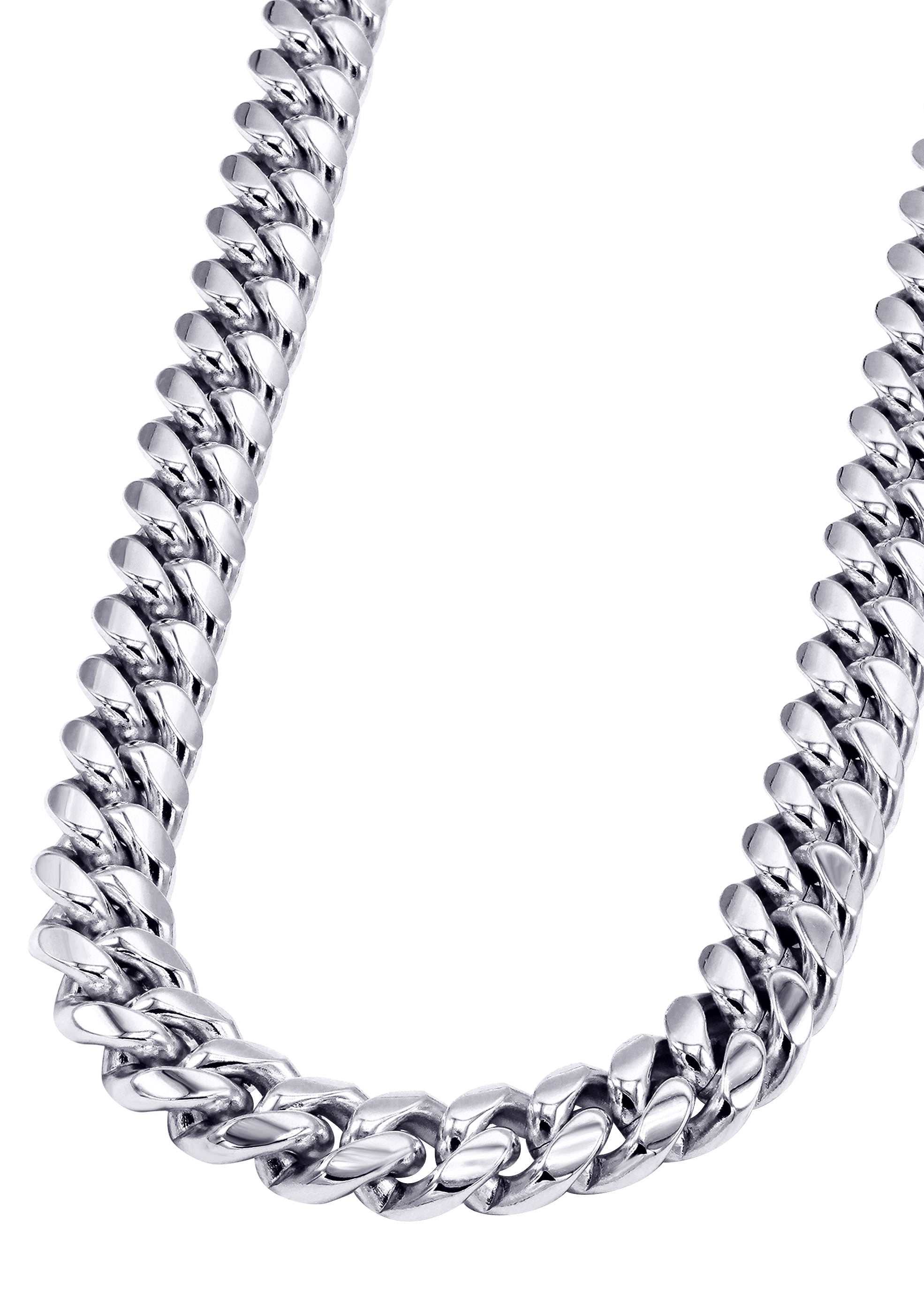 Steeltime Men's Stainless Steel Miami Cuban Chain in 2 Colors - White - 24 inch