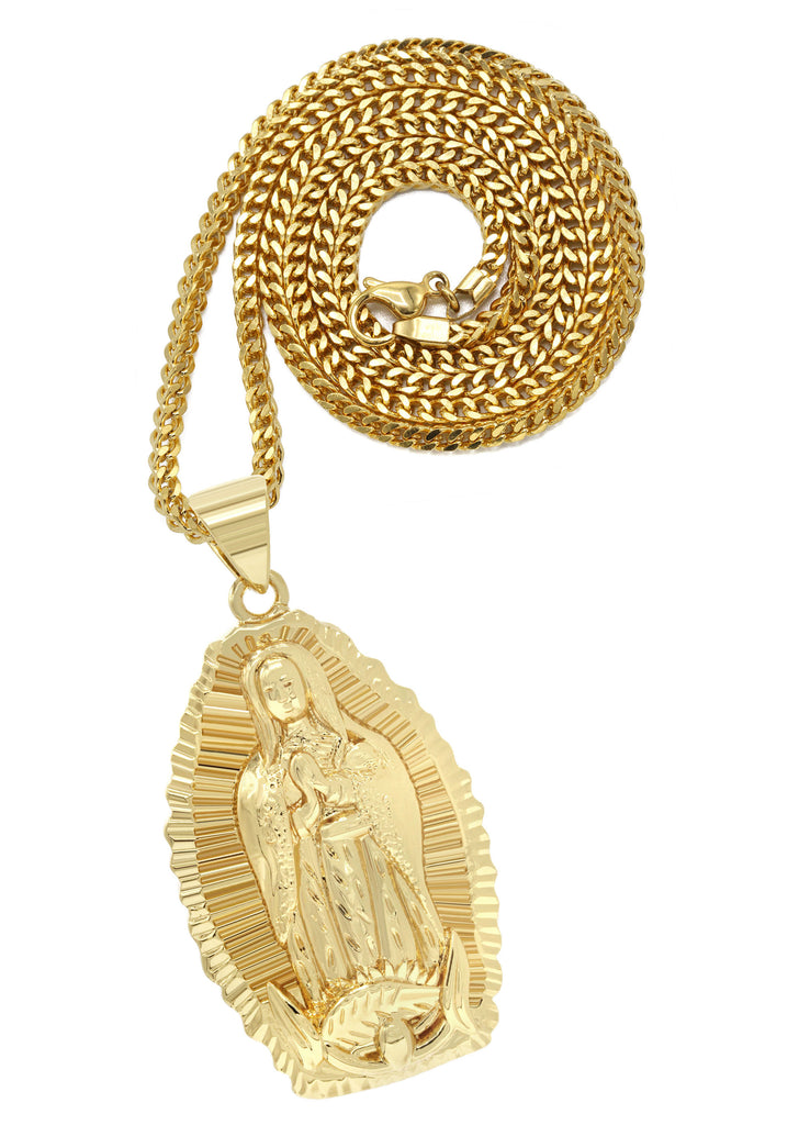 Antique Alloy Lady Virgin Mary Decor Pendant Necklace Men - Temu