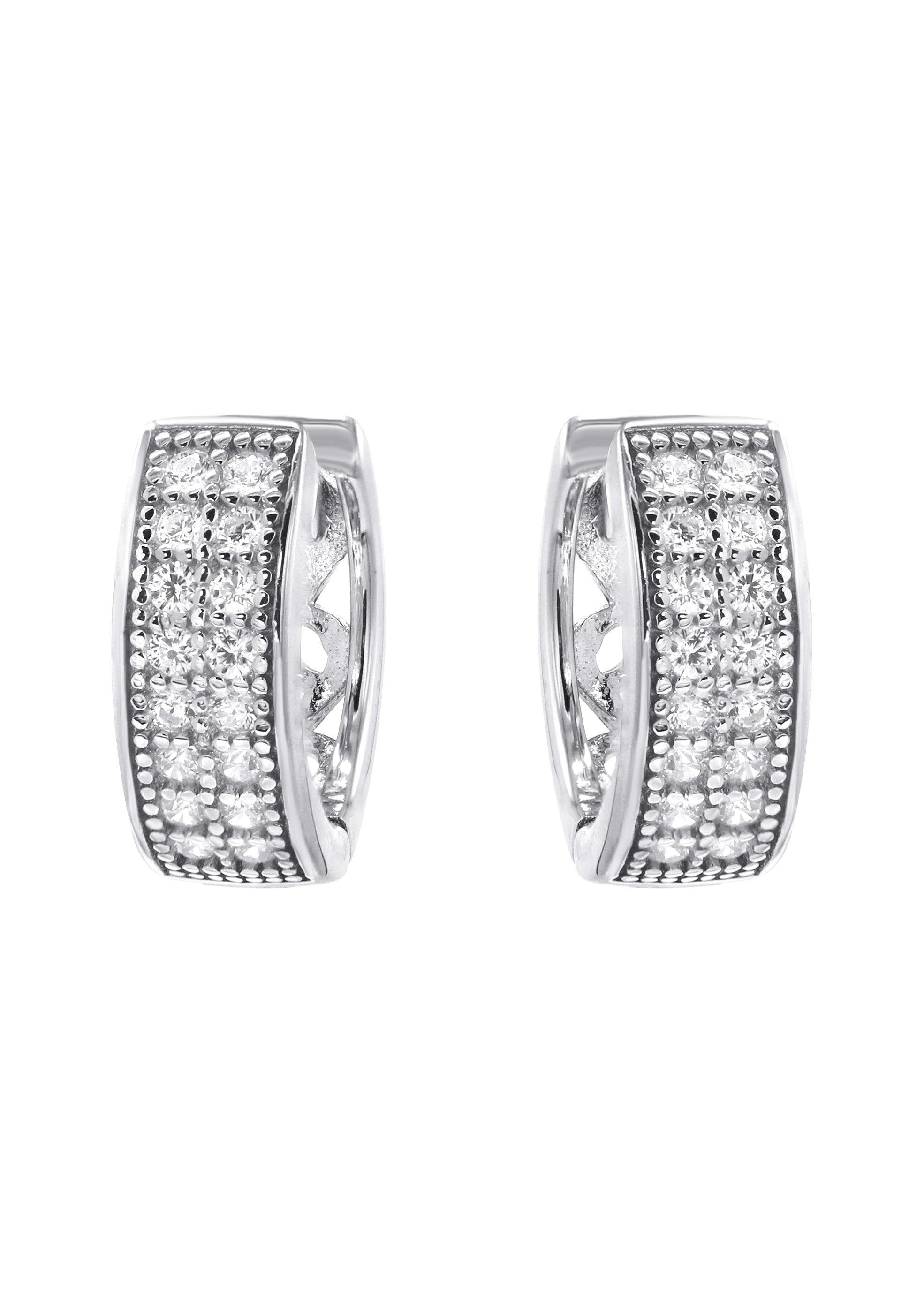 Mens Jewelry - Silver Iced Out VVS Hoop Earrings for Men