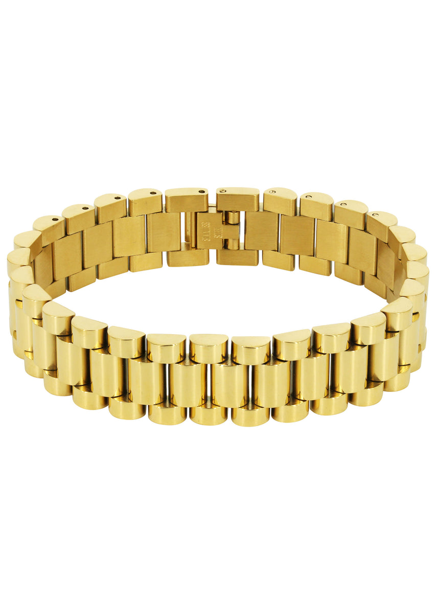 Mens Gold Presidential Band Bracelet – goldurban.com